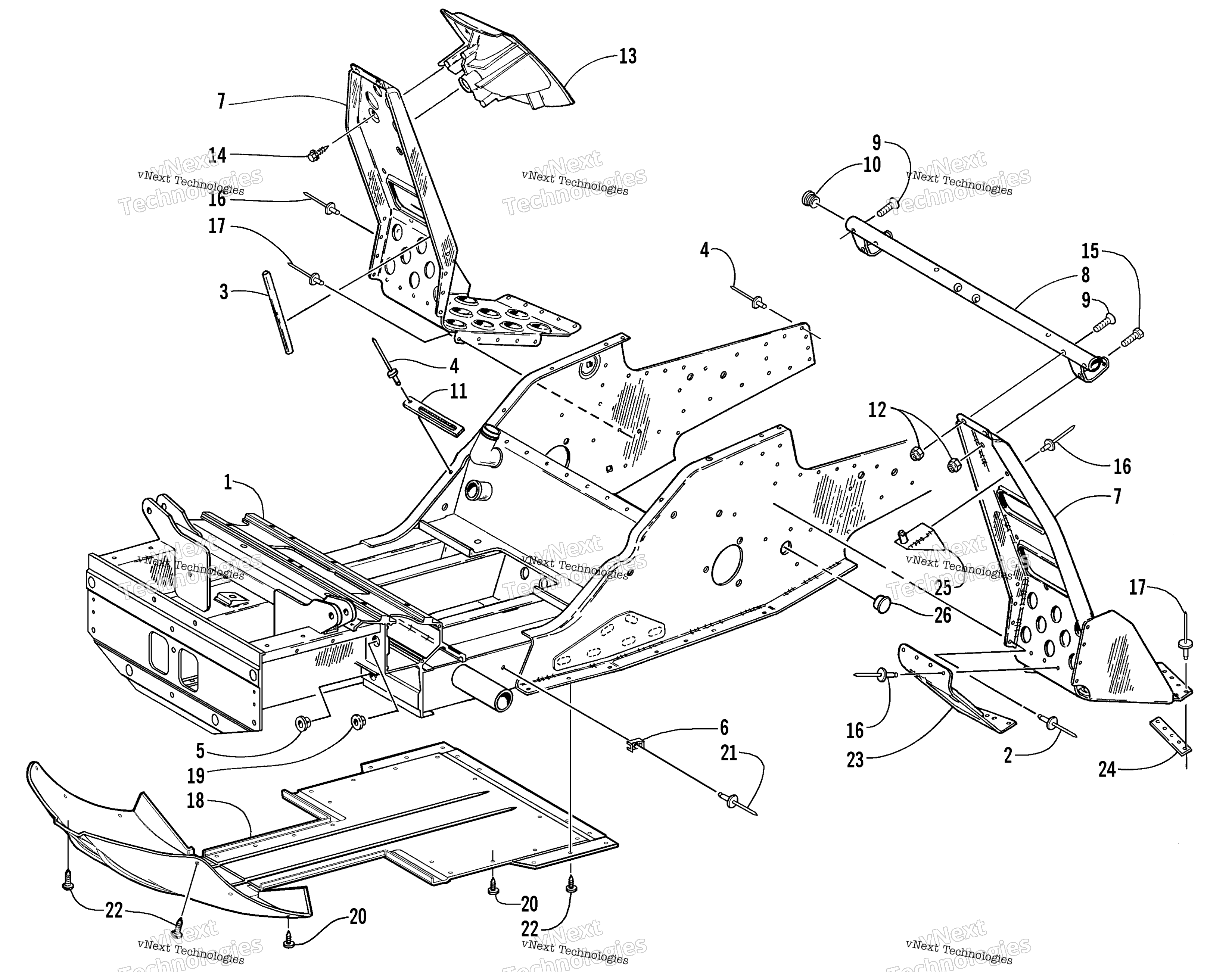 Передняя часть Frame And Footrest Assembly
