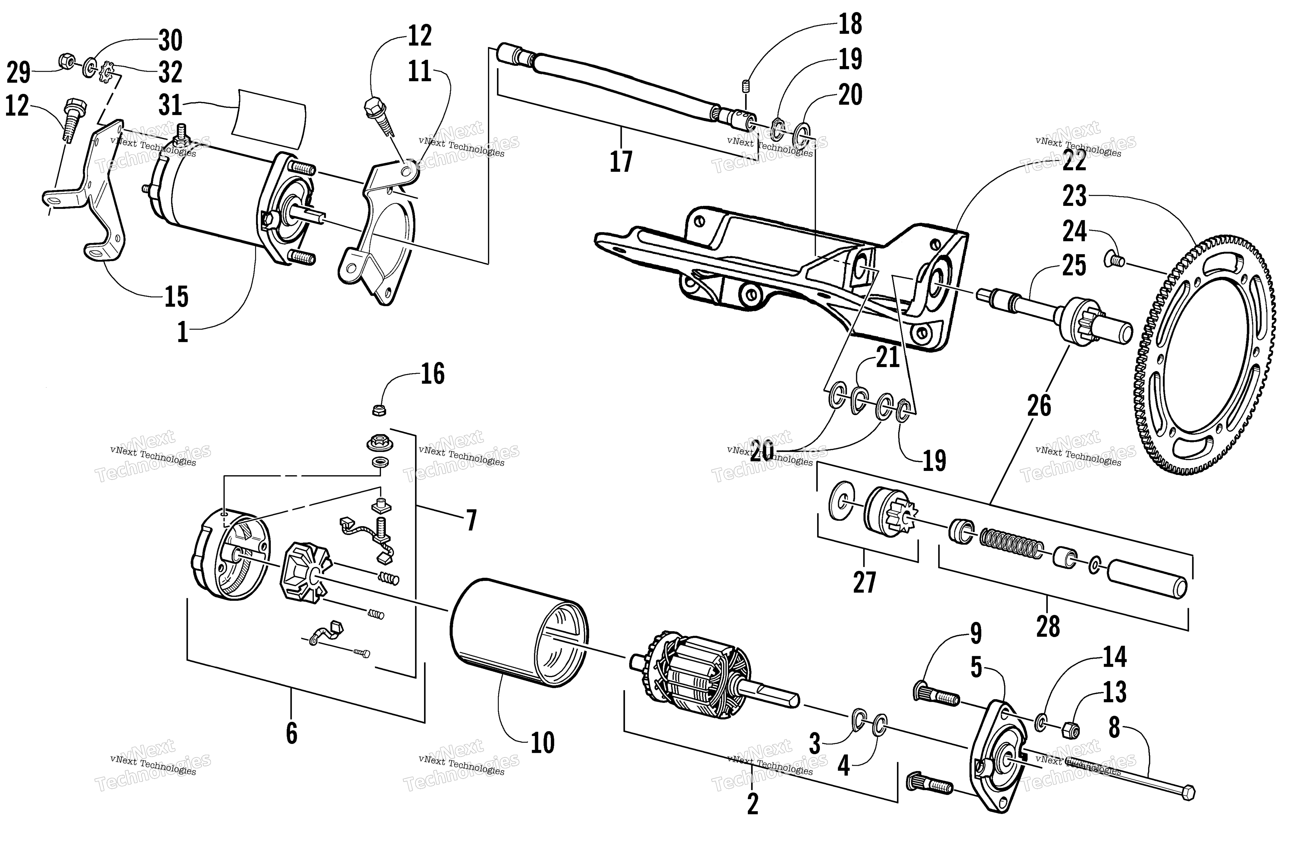 Flex привод Starter Motor узел