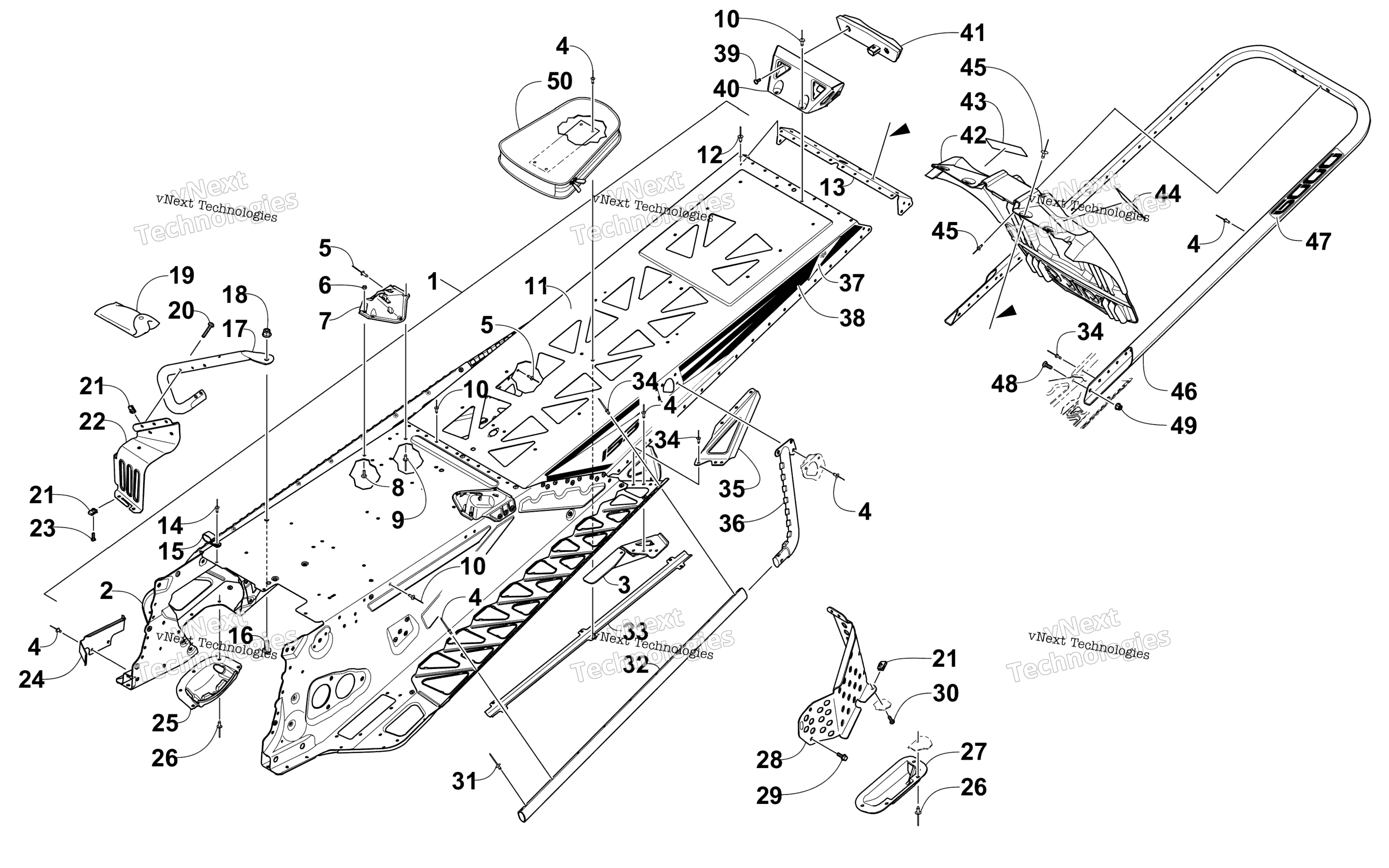 Tunnel, задний Bumper, и Snowflap узел
