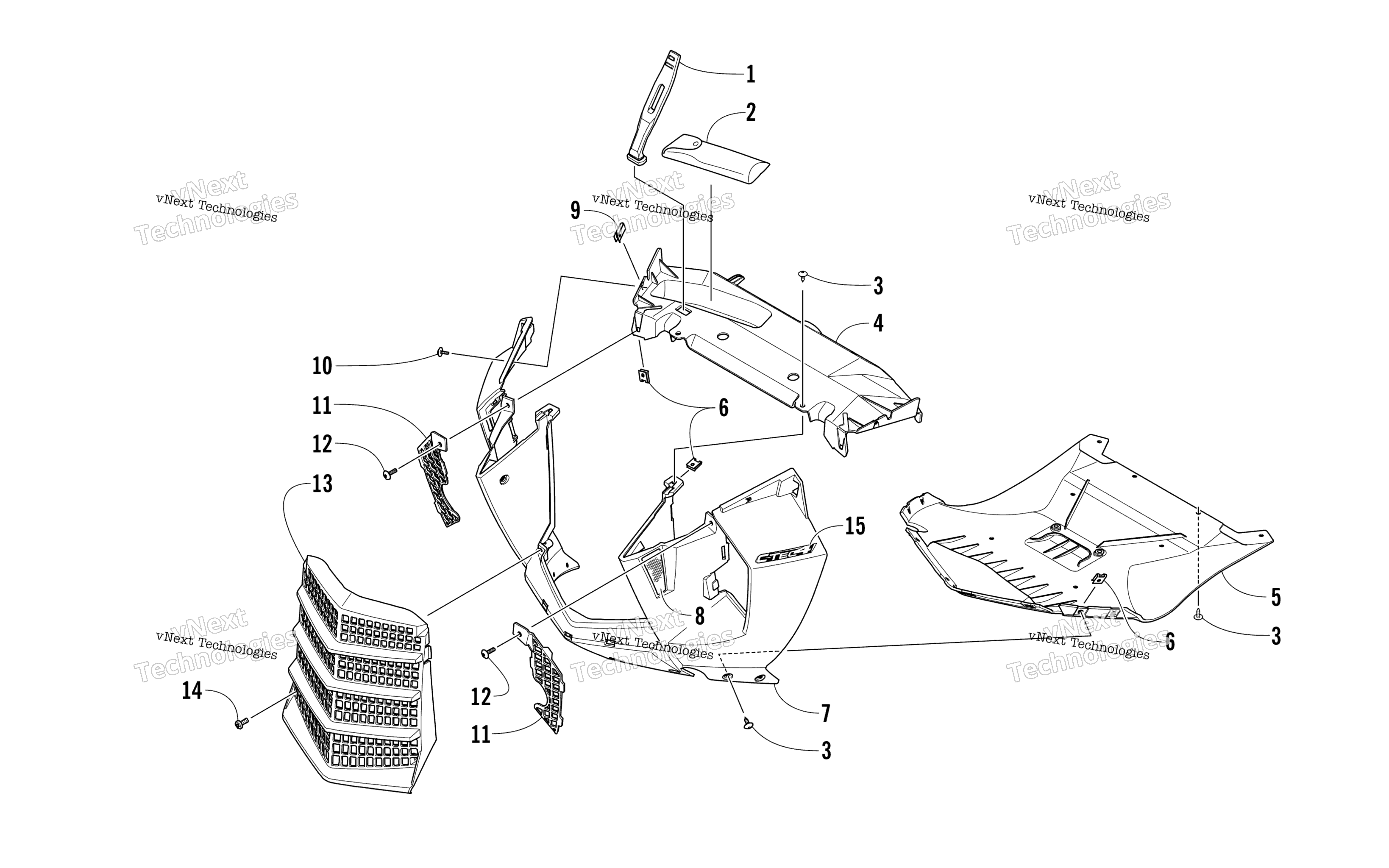 Передняя часть Fascia And Center Skid Plate Assembly