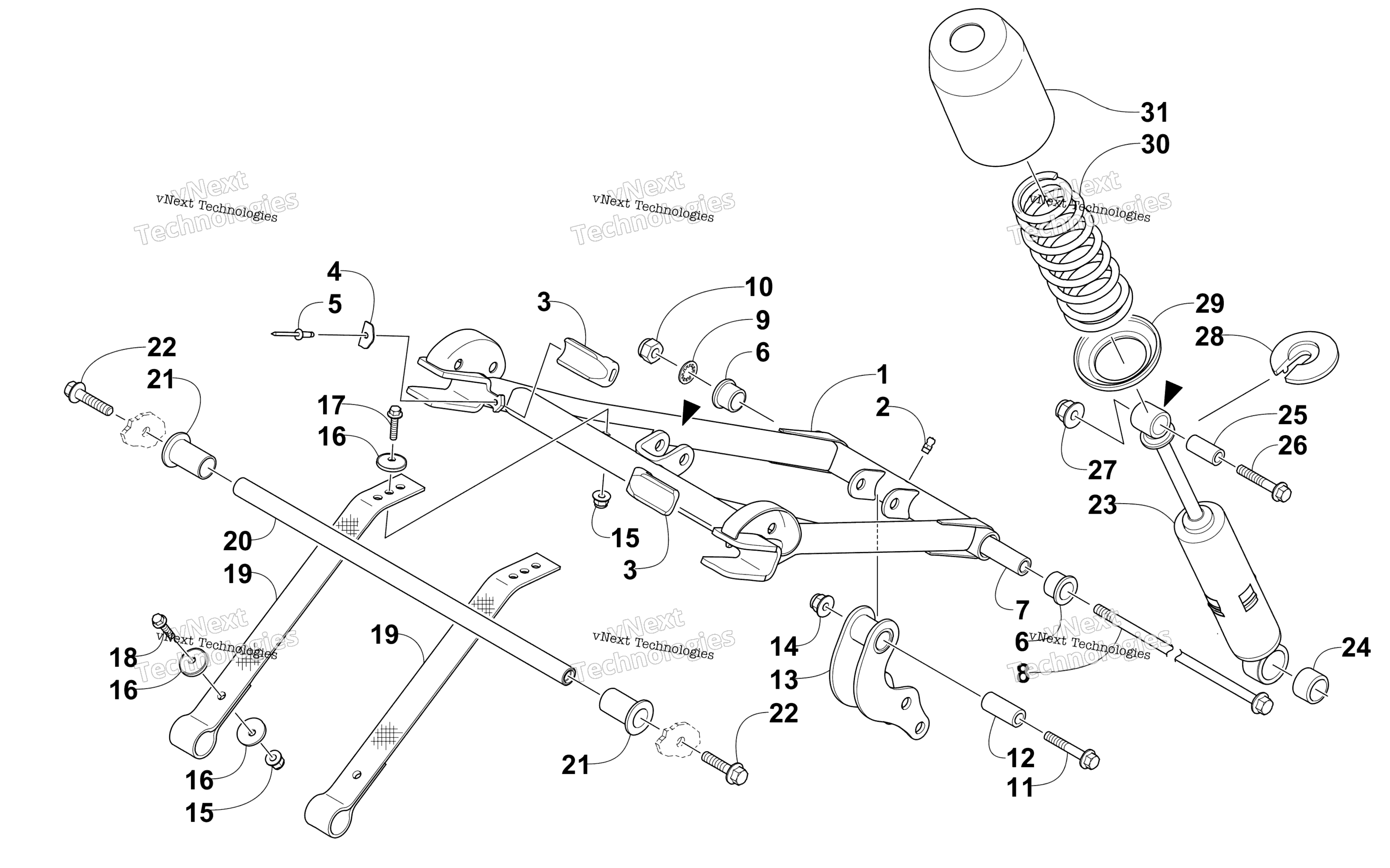 Задняя часть Suspension Front Arm Assembly