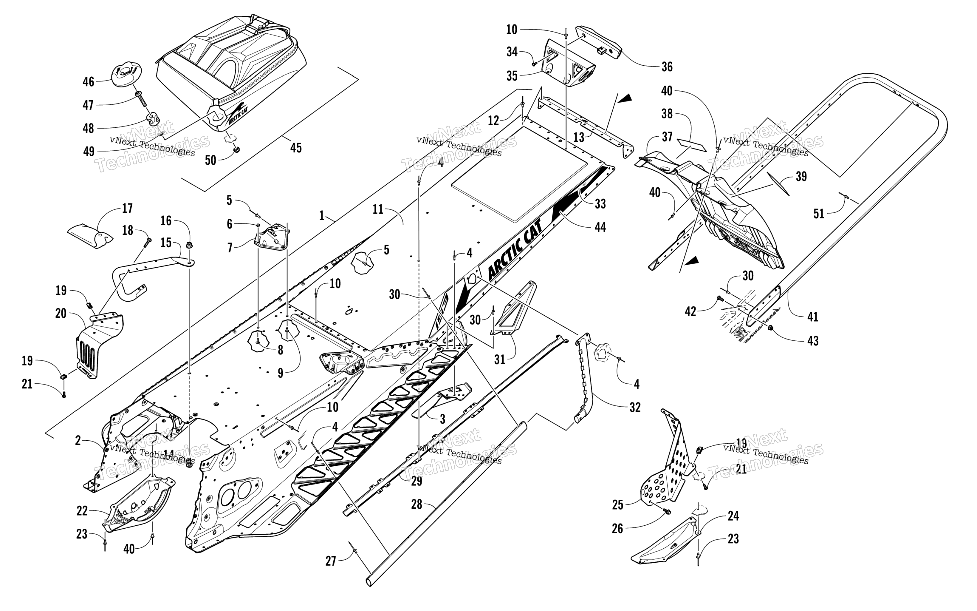 Tunnel, задний Bumper, и Snowflap узел
