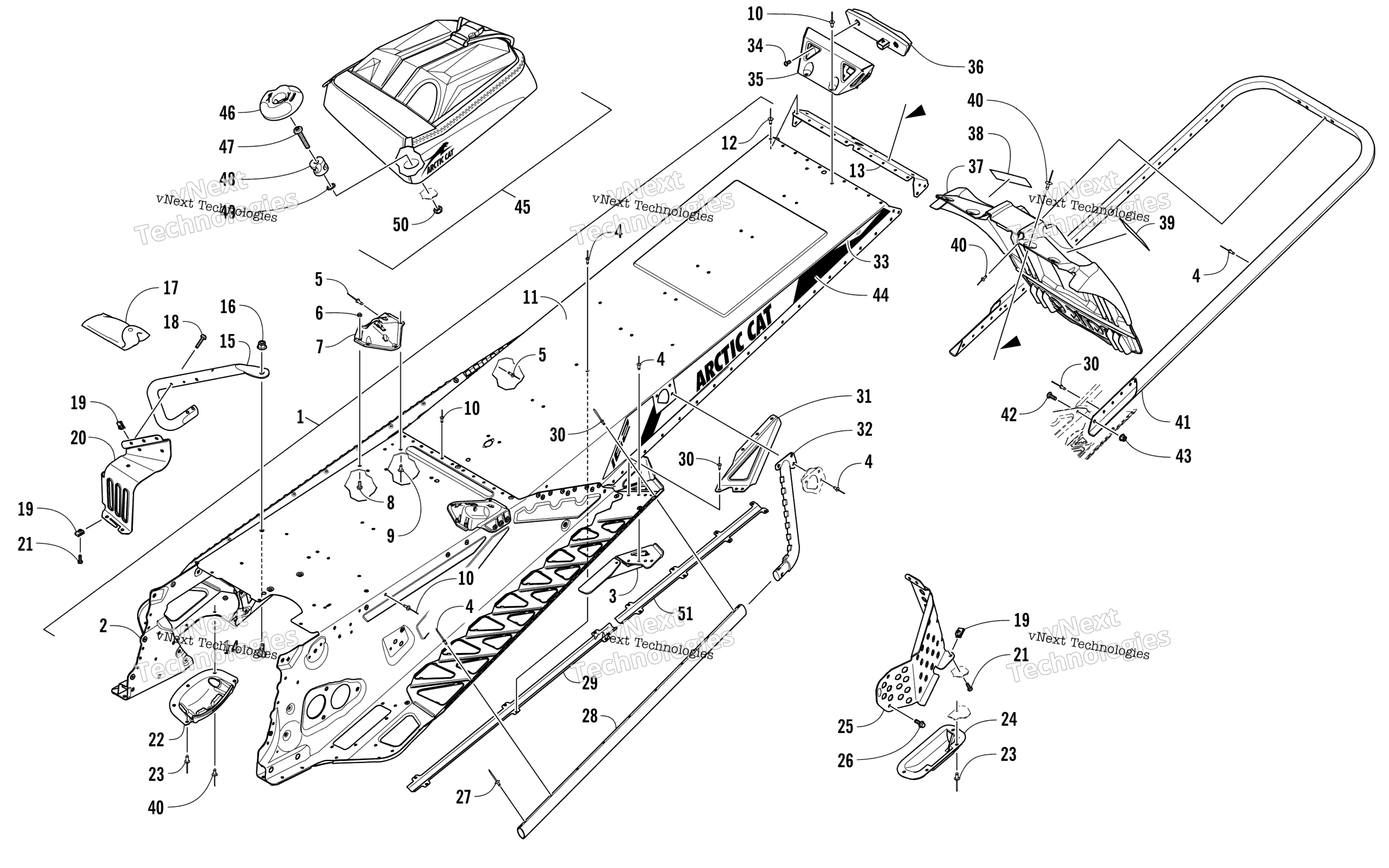 Tunnel, задний Bumper, и Snowflap узел