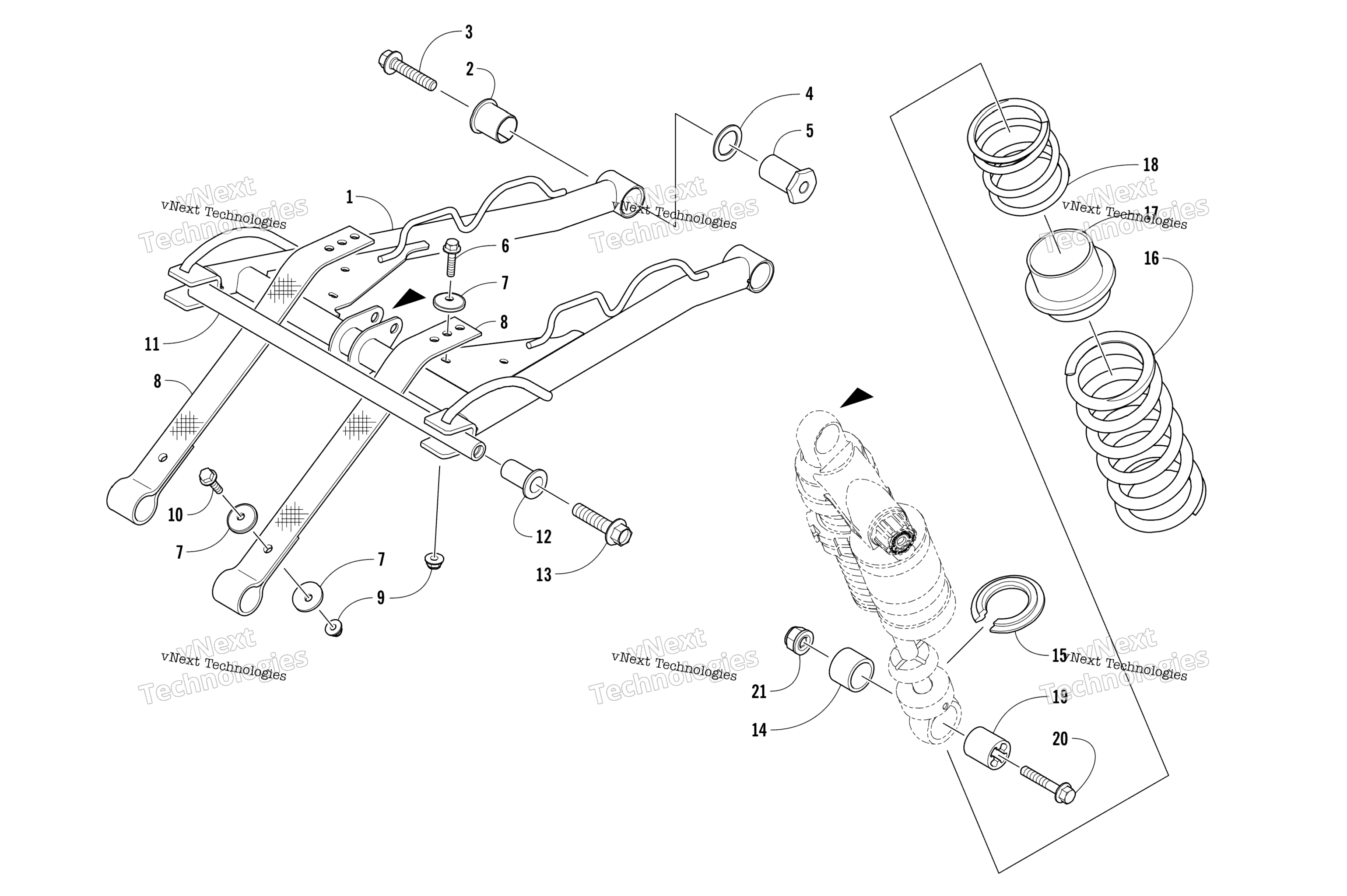 Задняя часть Suspension Front Arm Assembly