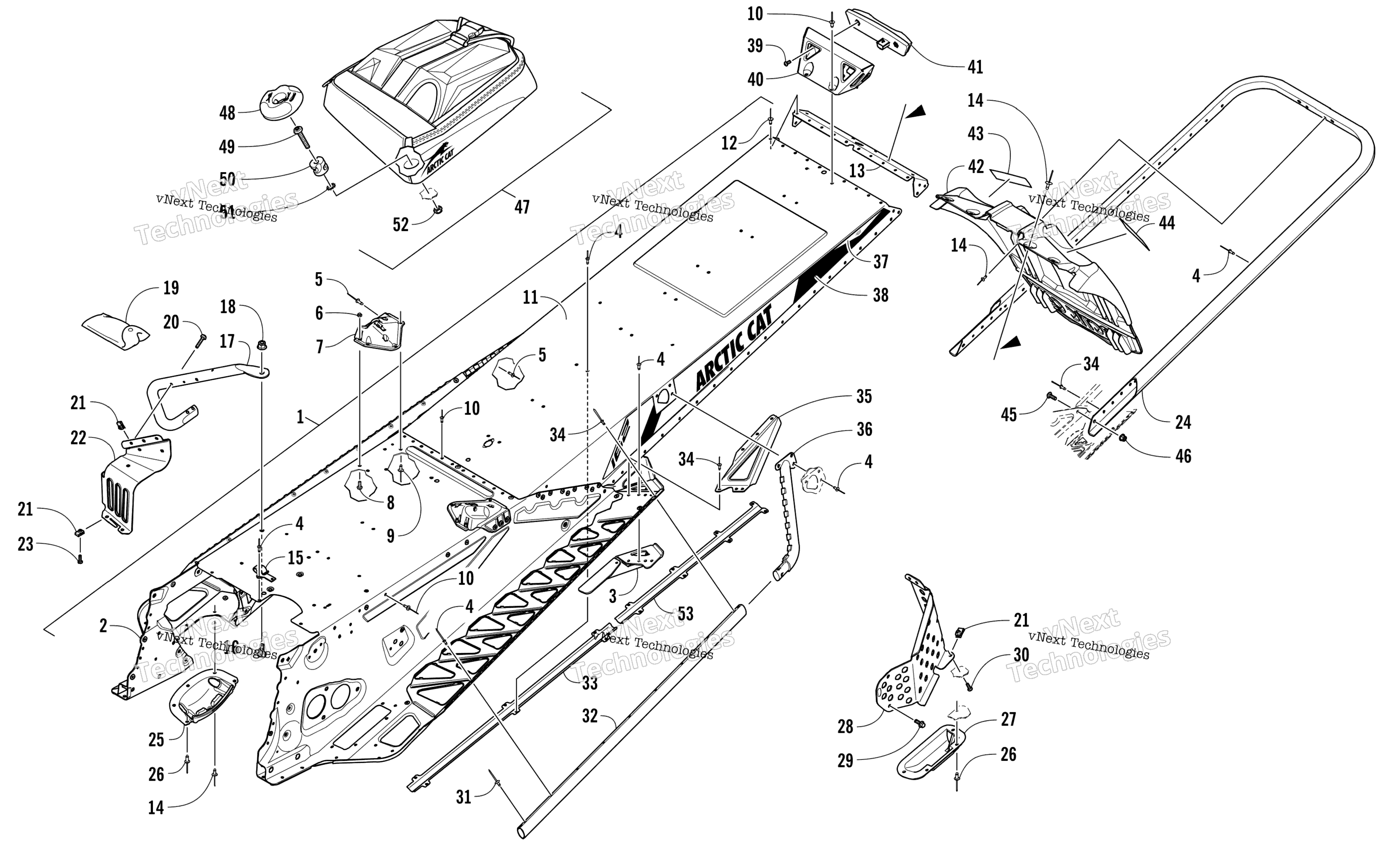 Tunnel, задний Bumper, и Snowflap узел