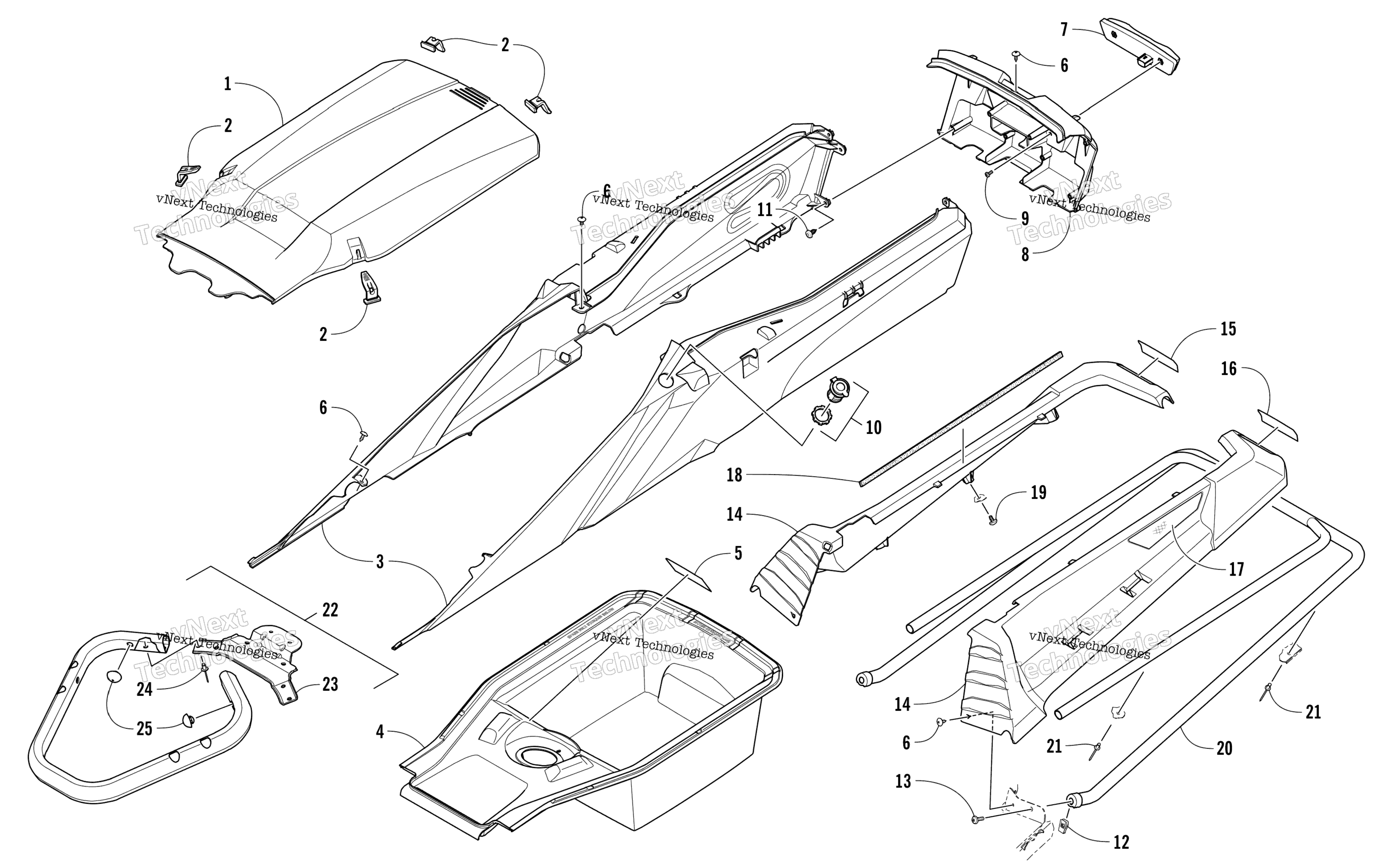 Bumpers, Storage, и Taillight узел