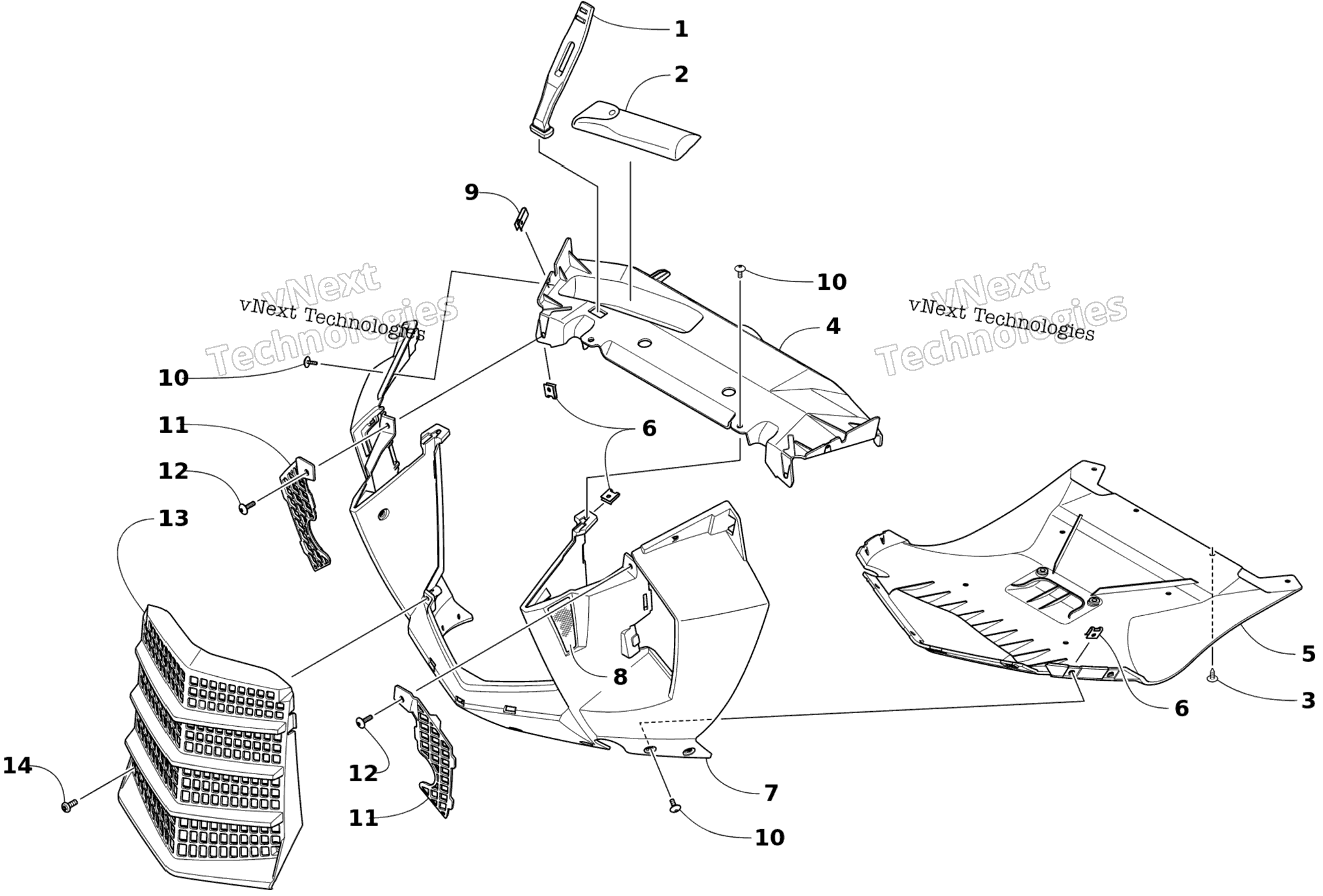 Передняя часть Fascia And Center Skid Plate Assembly