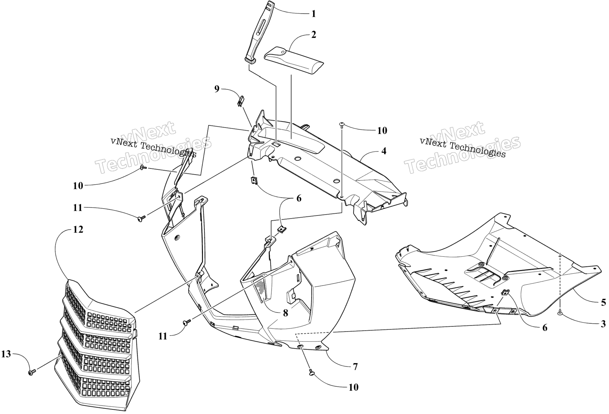 Передняя часть Fascia And Center Skid Plate Assembly