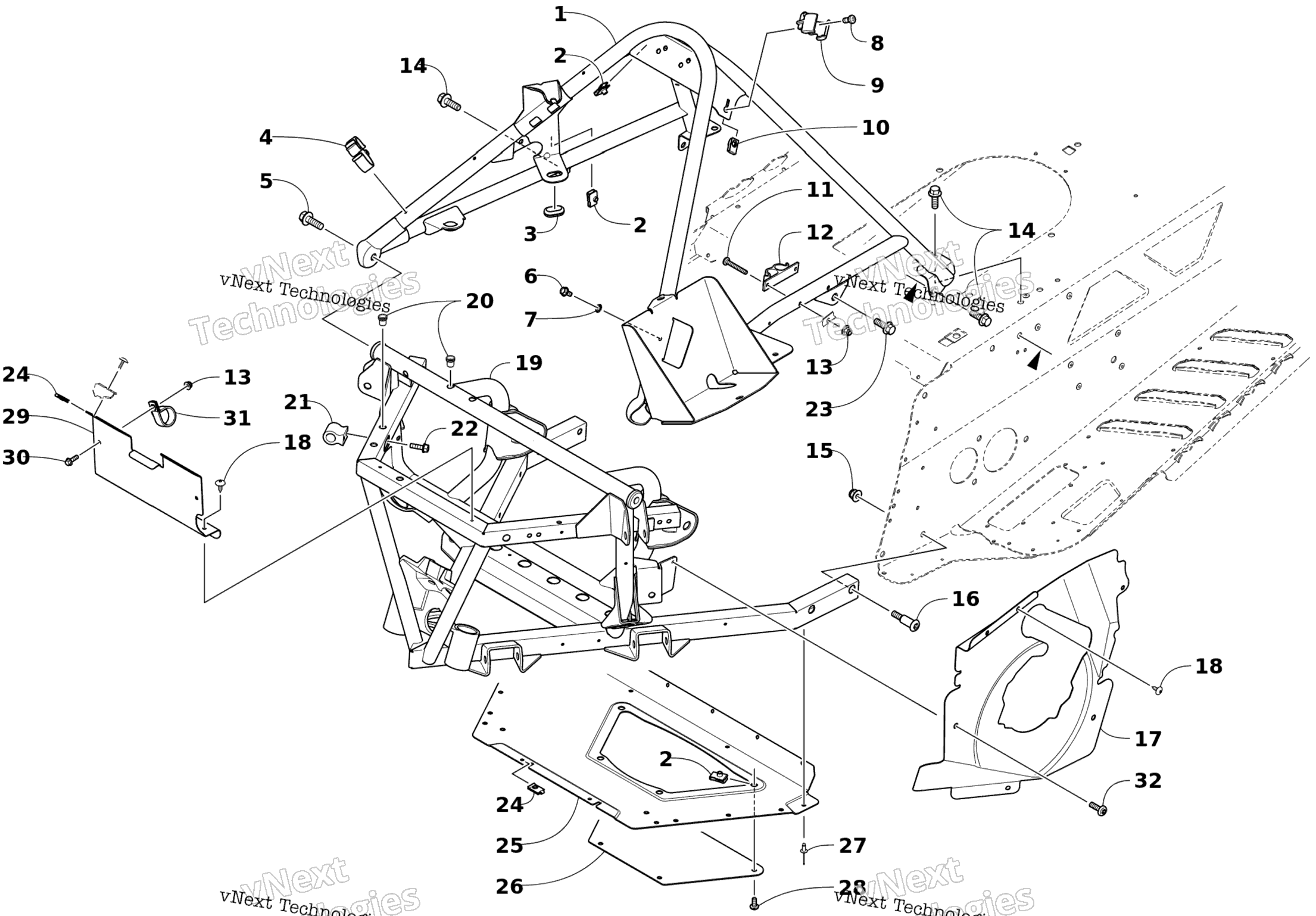 Передняя часть Frame And Steering Support Assembly
