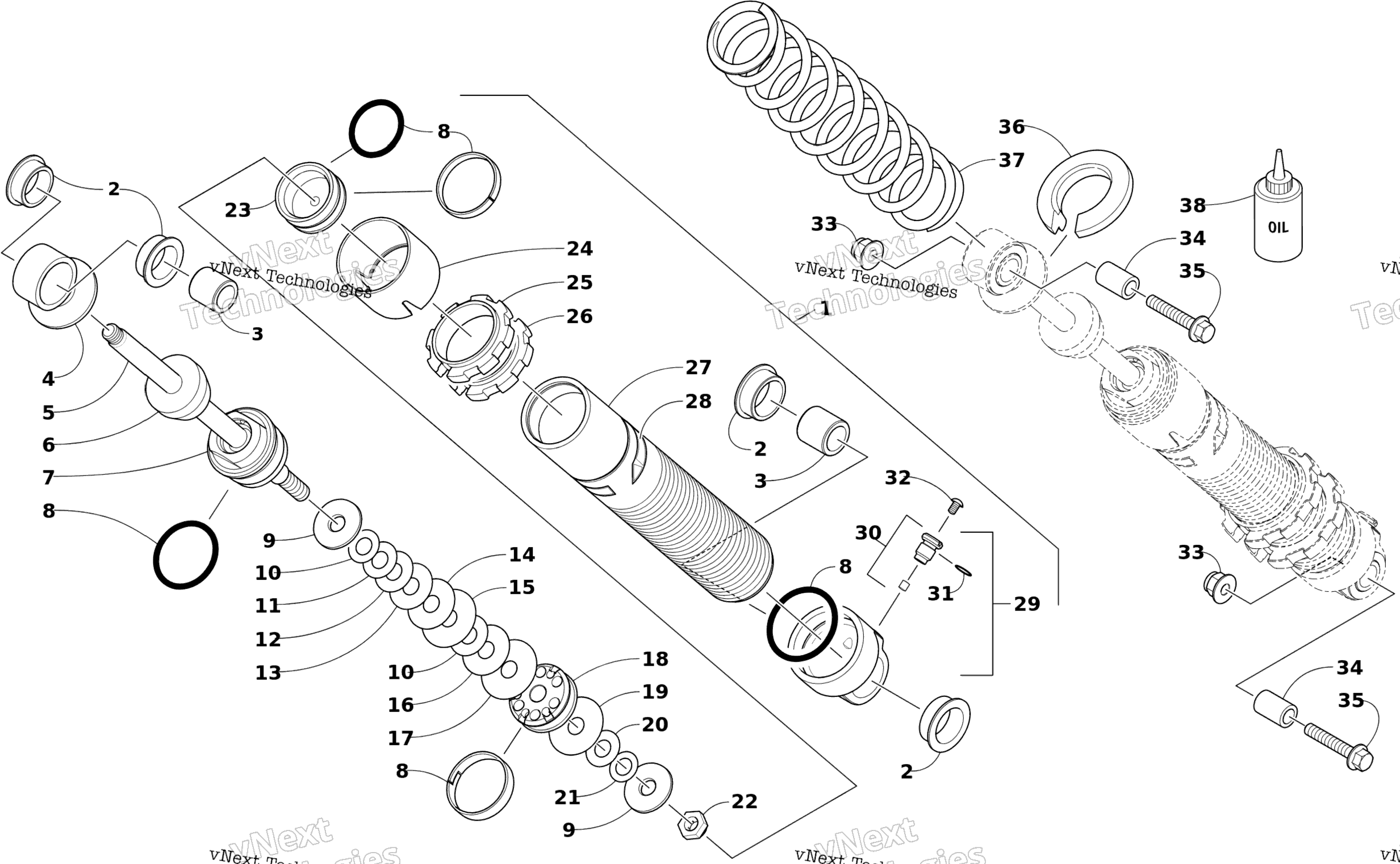 Передняя часть Suspension Shock Absorber Assembly