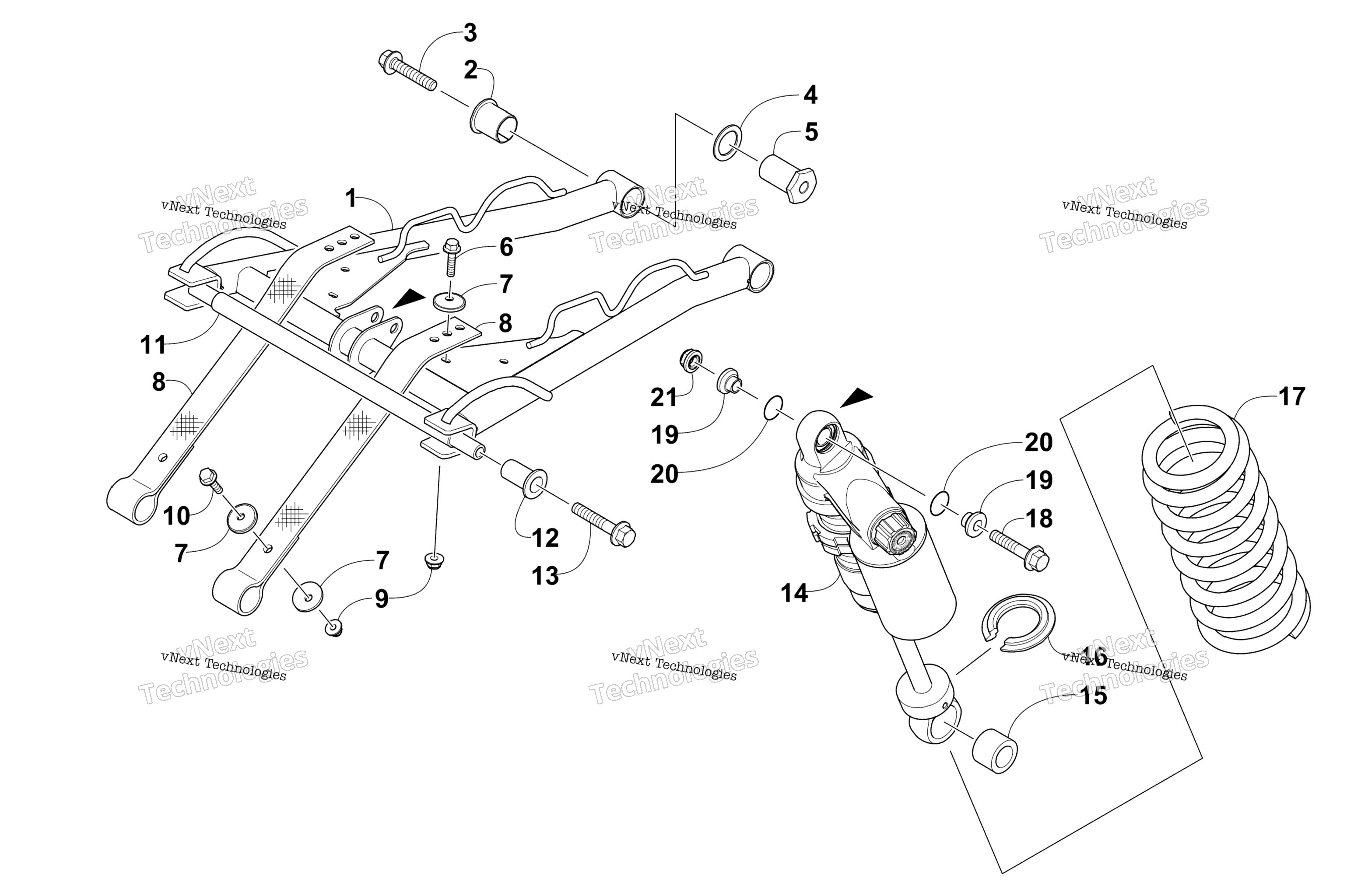 Задняя часть Suspension Front Arm Assembly