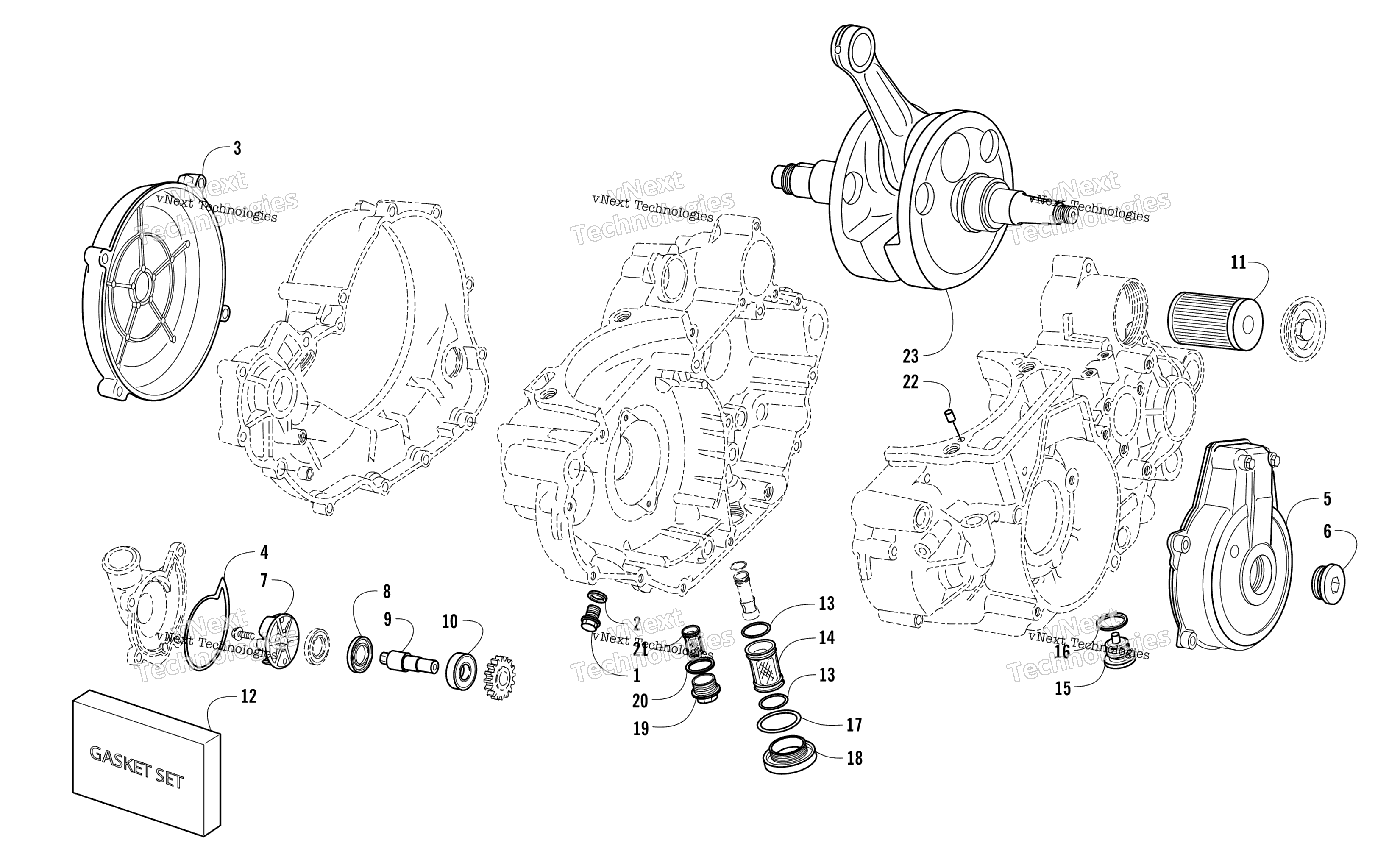 Картер And Crankshaft Assembly