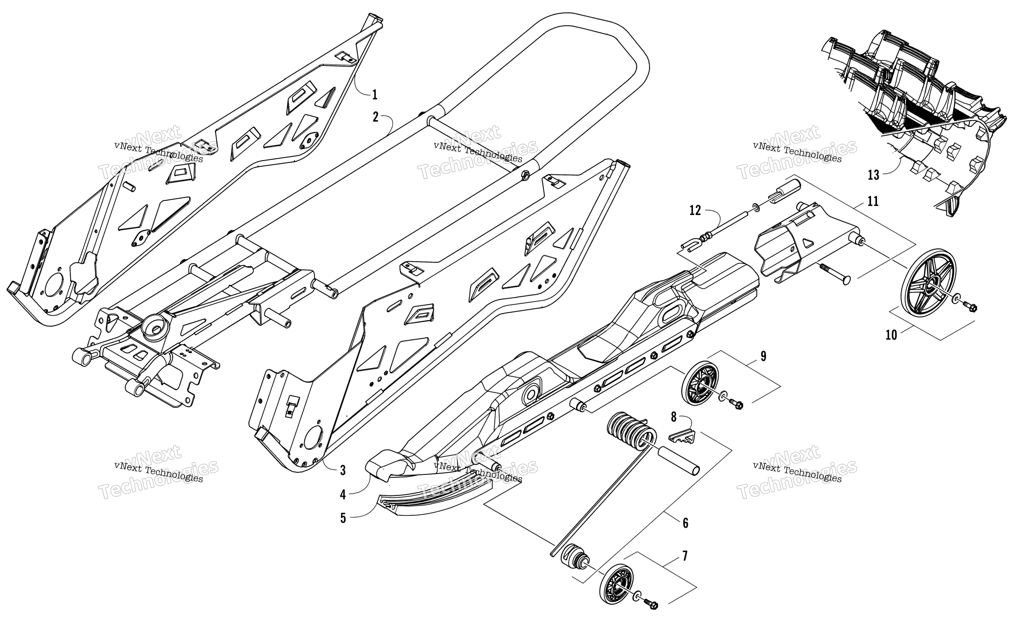 Frame, Side панель и Rail Assemblies
