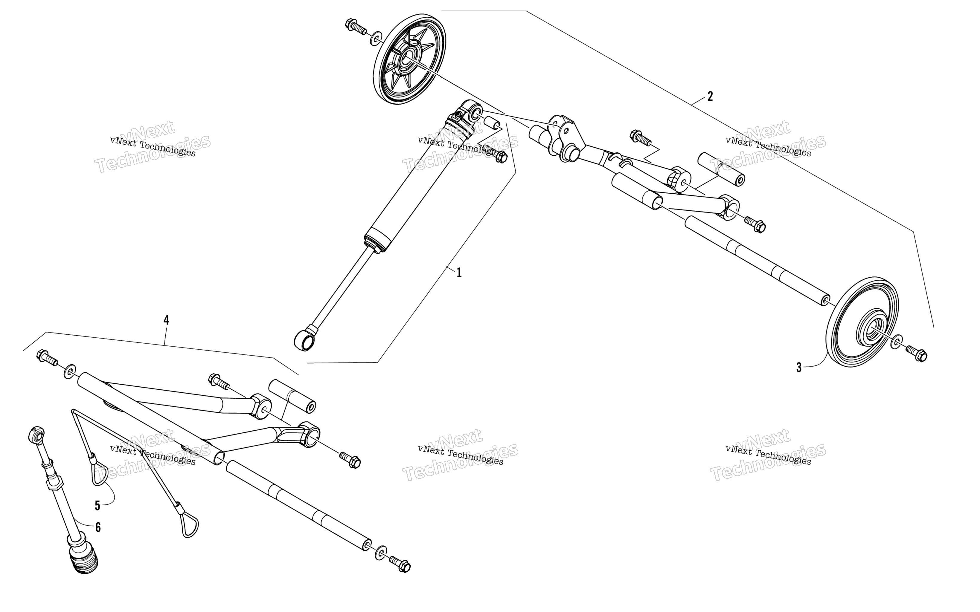 Передняя часть And Rear Arm, Shock And Anti-Rotation Rod