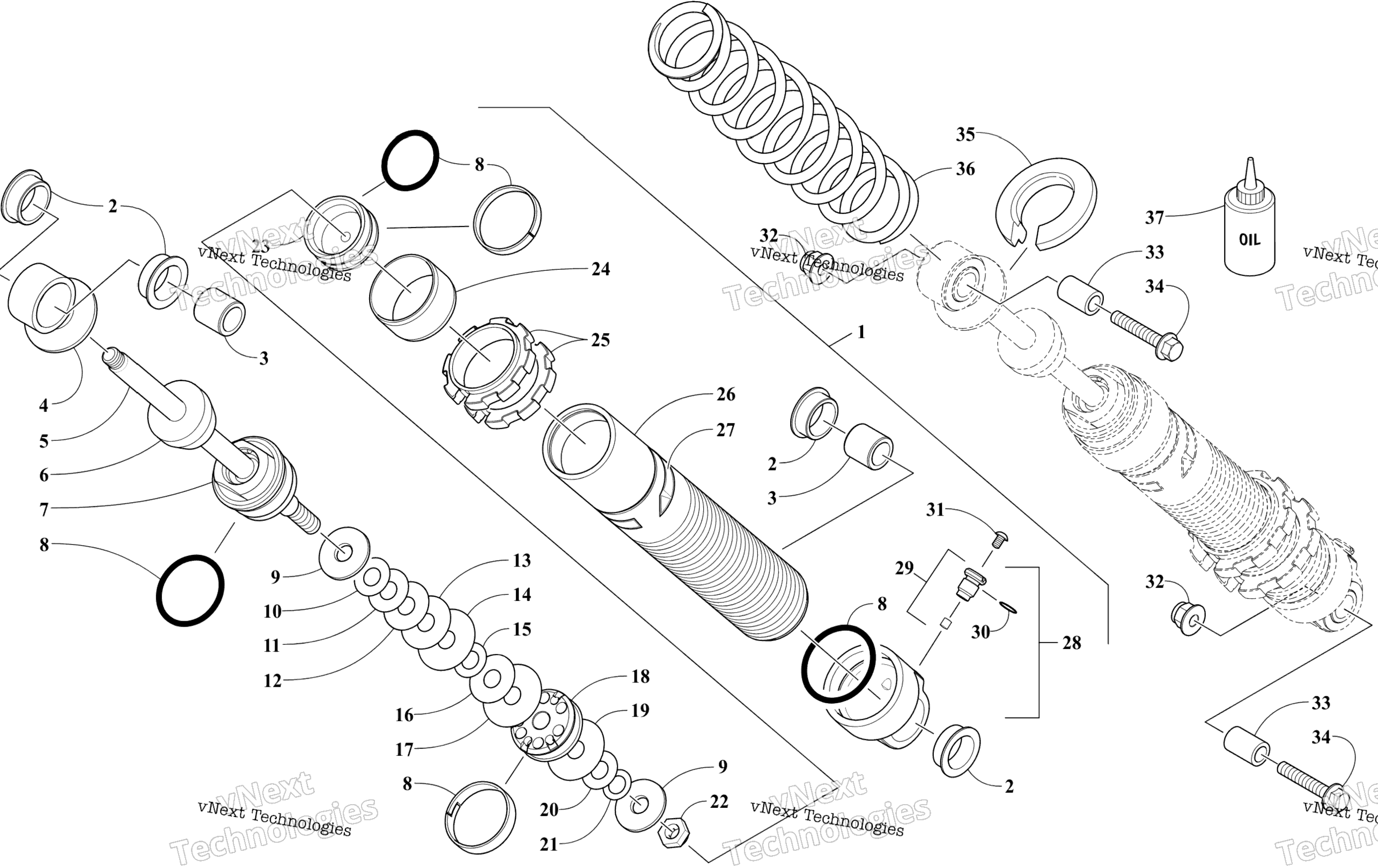 Передняя часть Suspension Shock Absorber Assembly