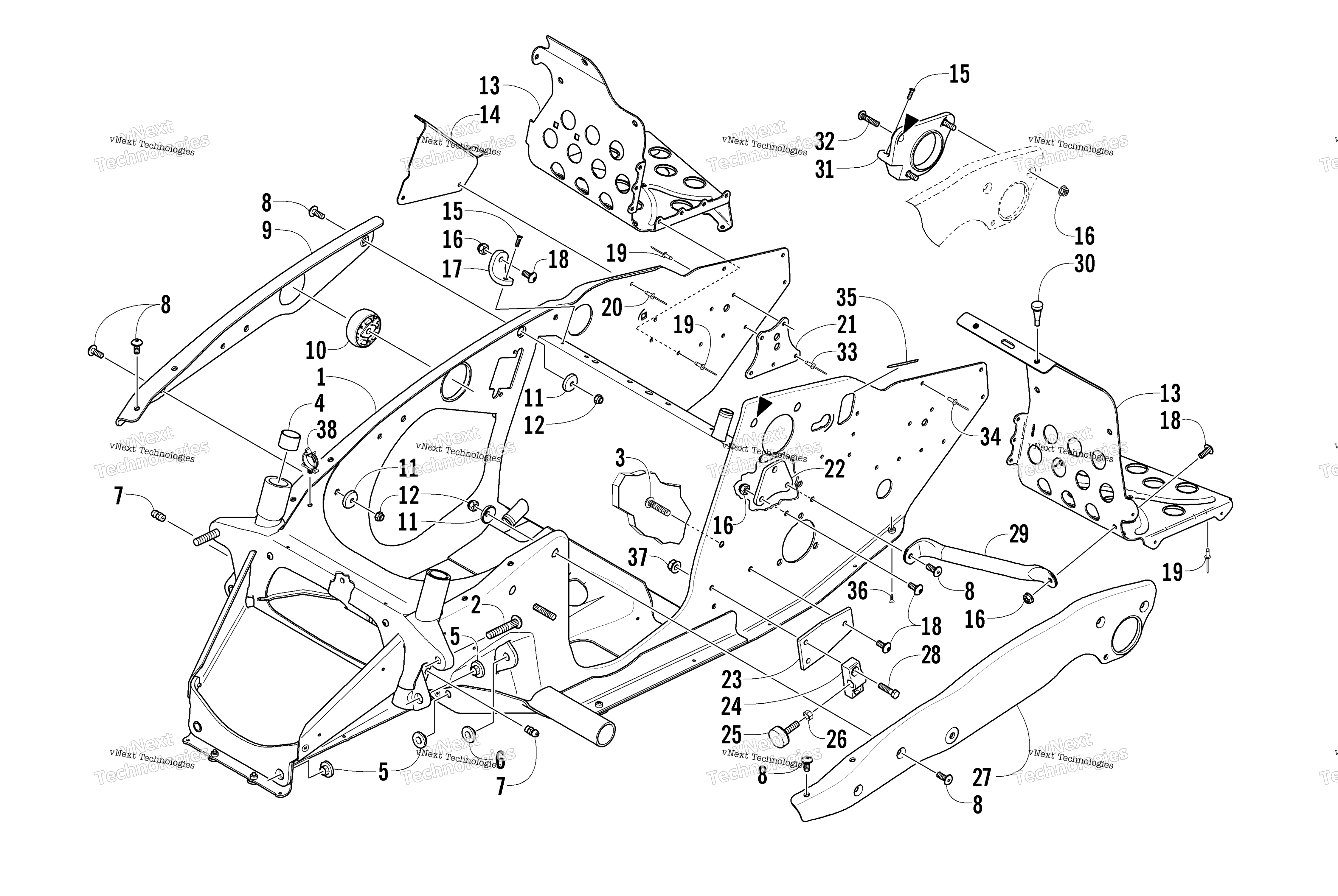 Передняя часть Frame And Footrest Assembly