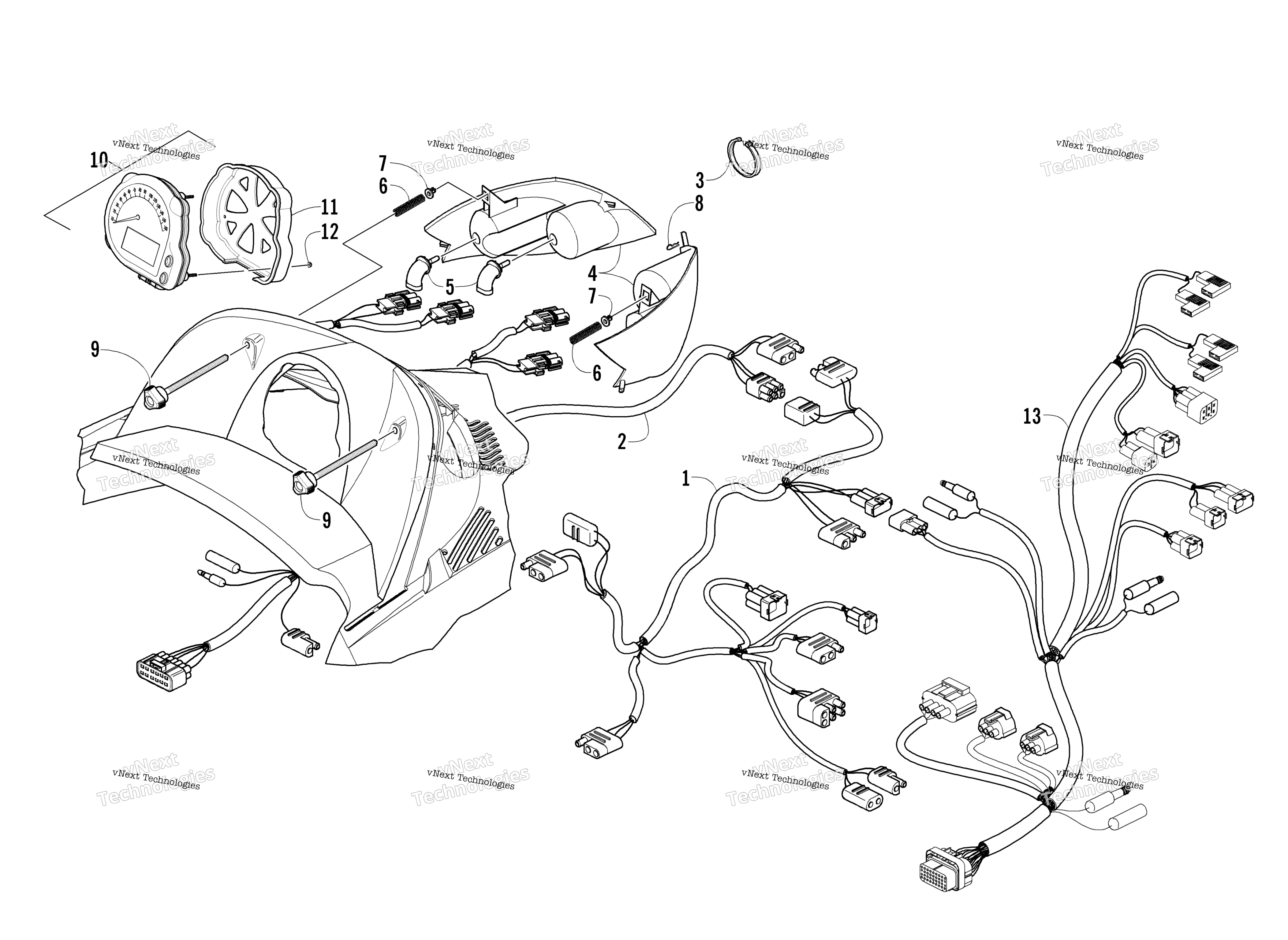 Headlight, Instruments, и Wiring Assemblies