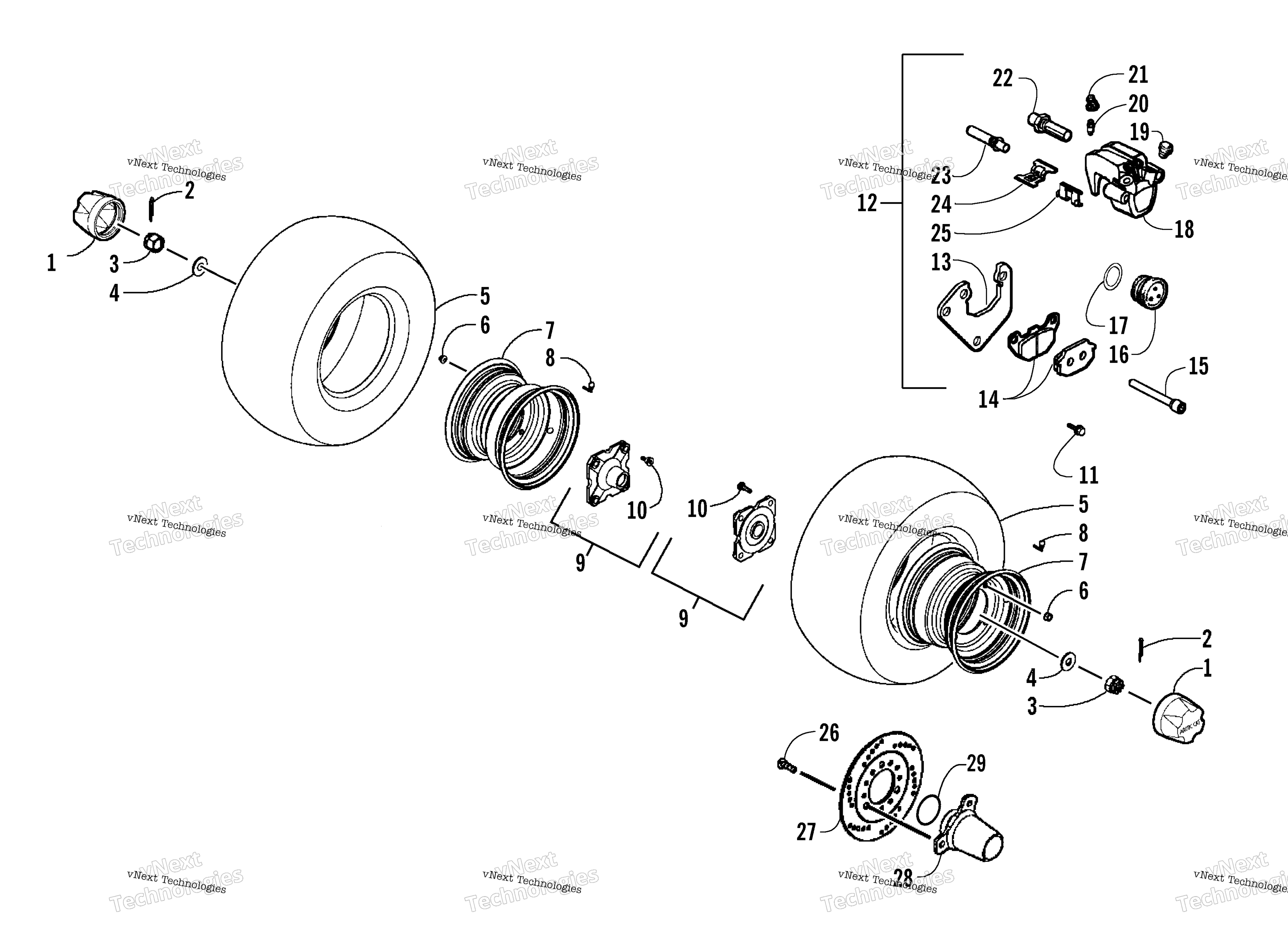 Задняя часть Wheel And Brake Assemblies