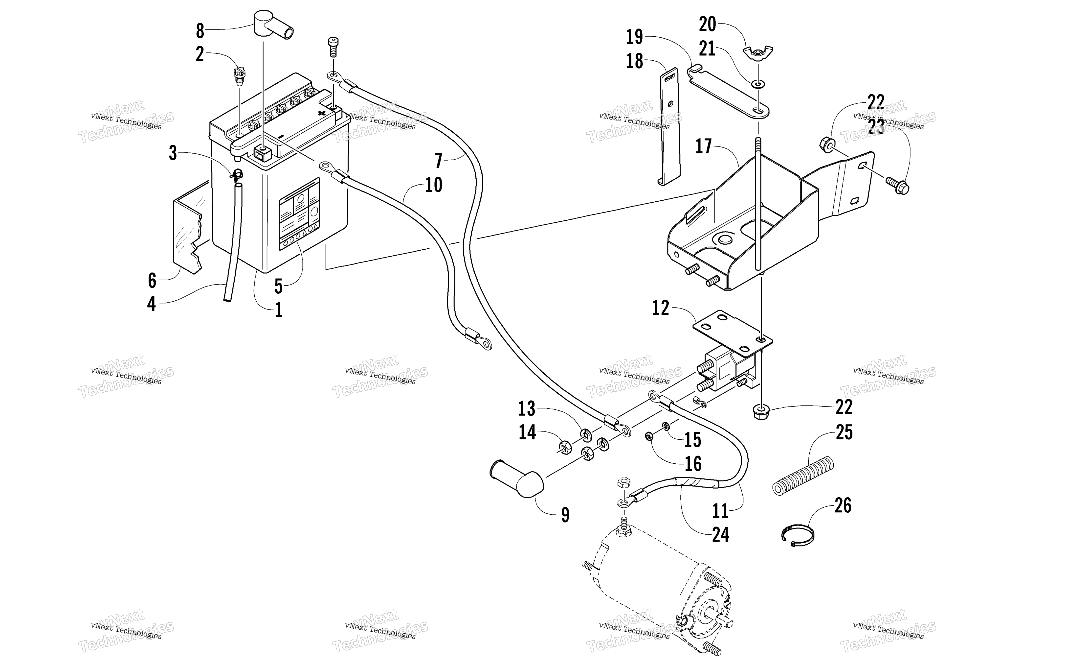 Battery, Solenoid, и Cables