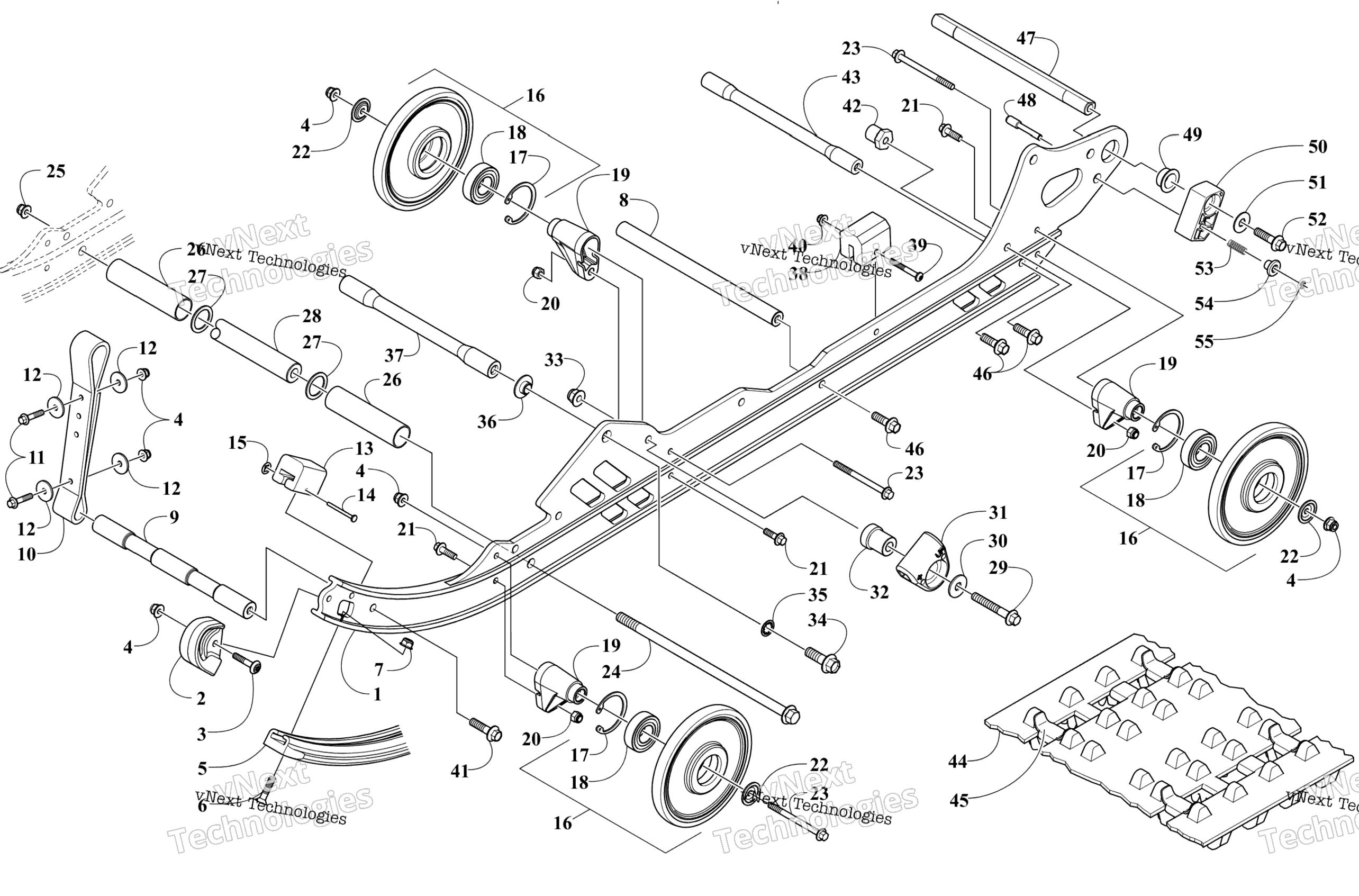 Задняя часть Suspension Rail Assembly