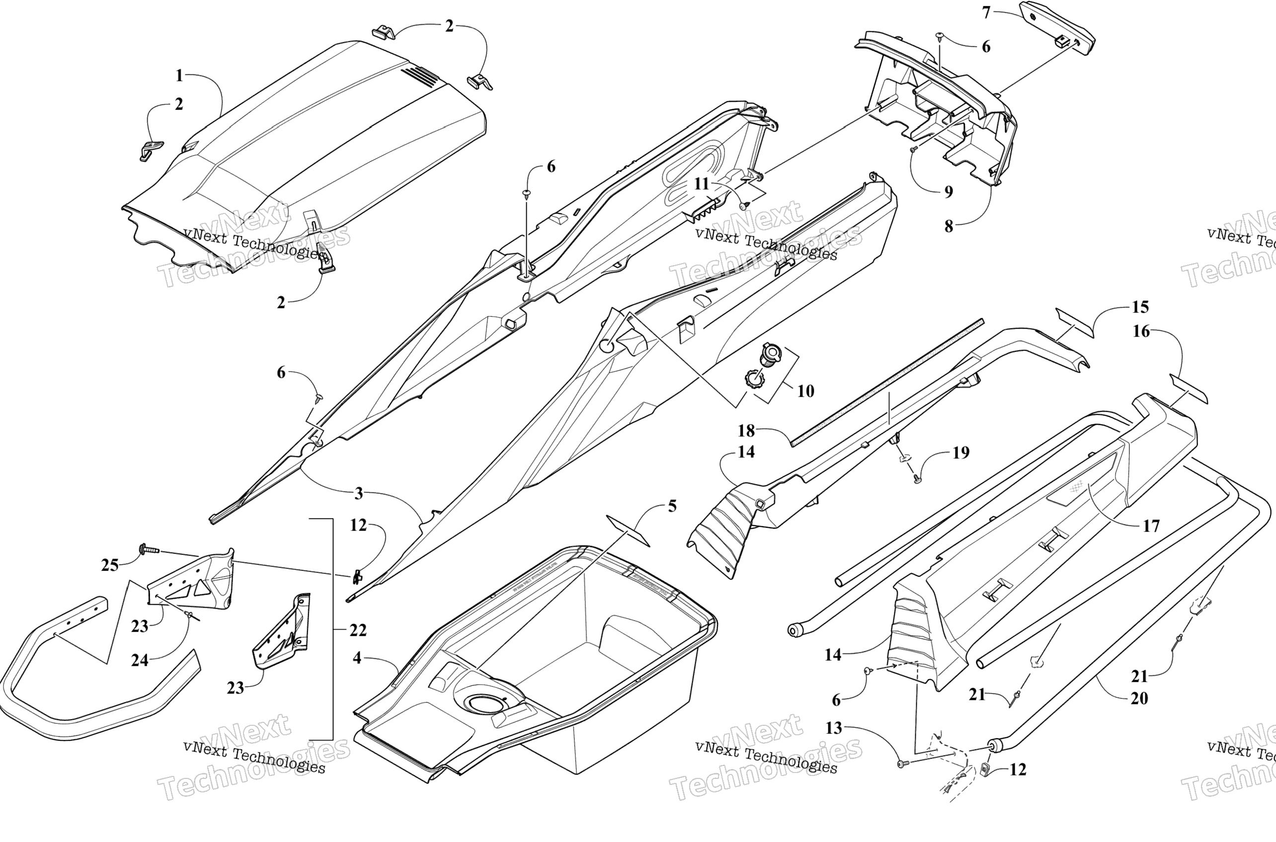 Bumper, Storage, и Taillight узел