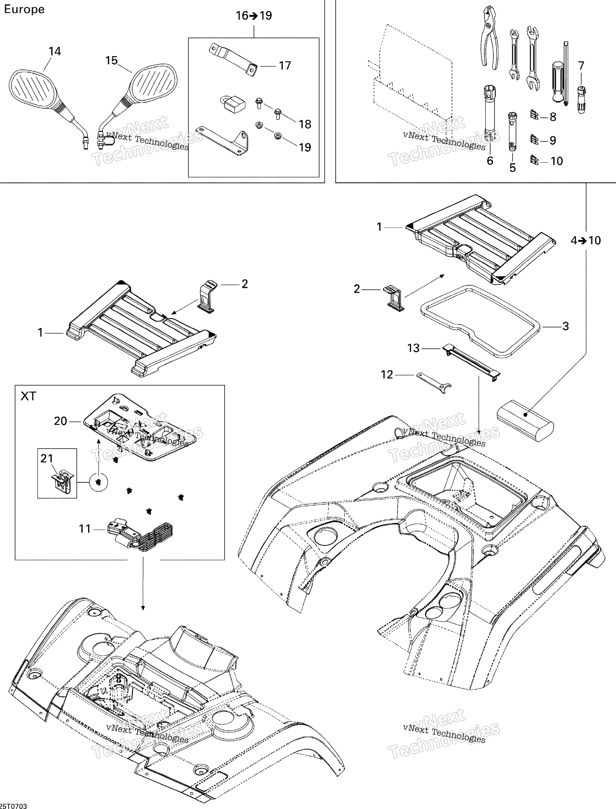 Передняя часть And Rear Trays Xt