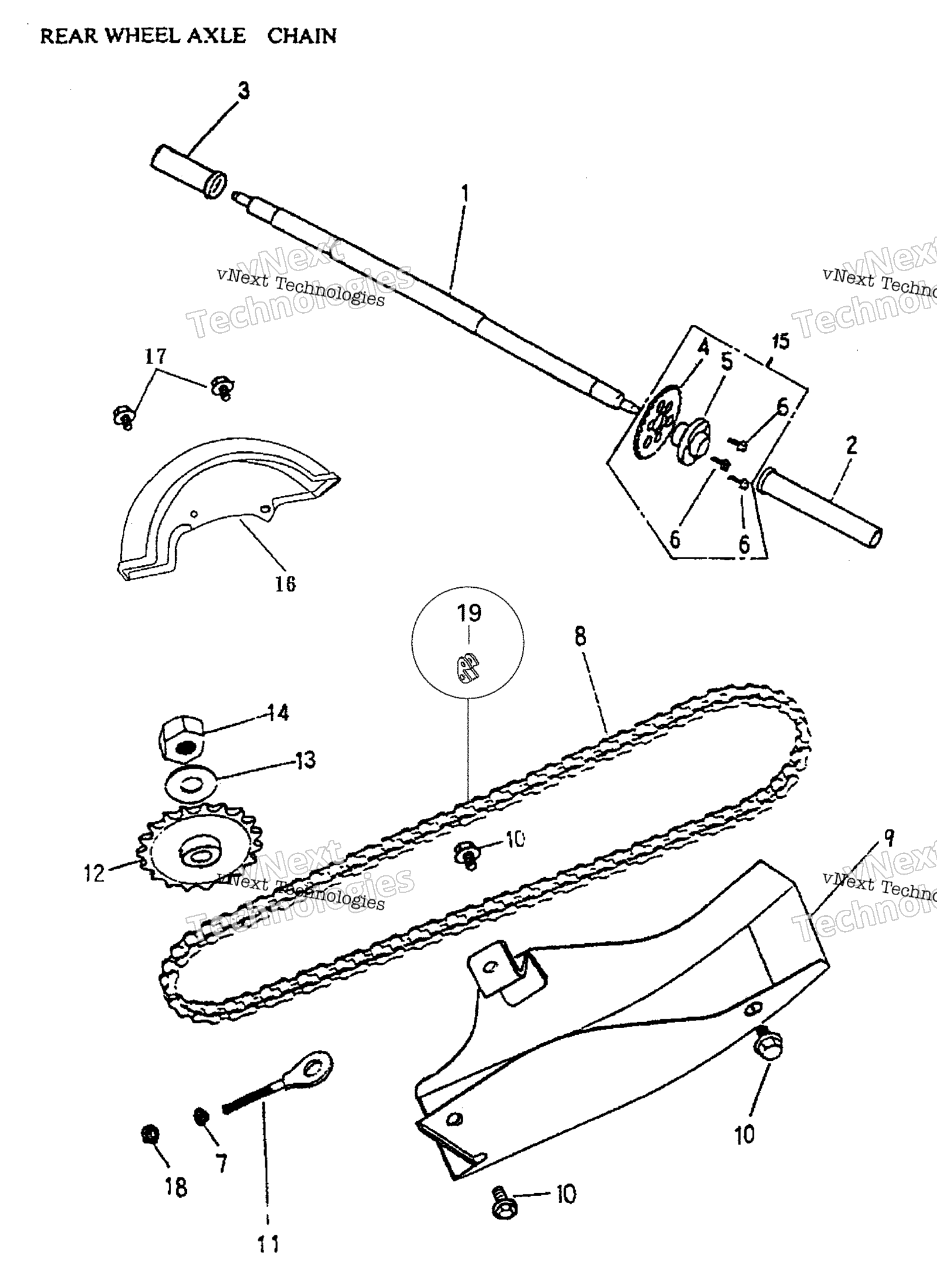 Заднее колесо Axle, Chain