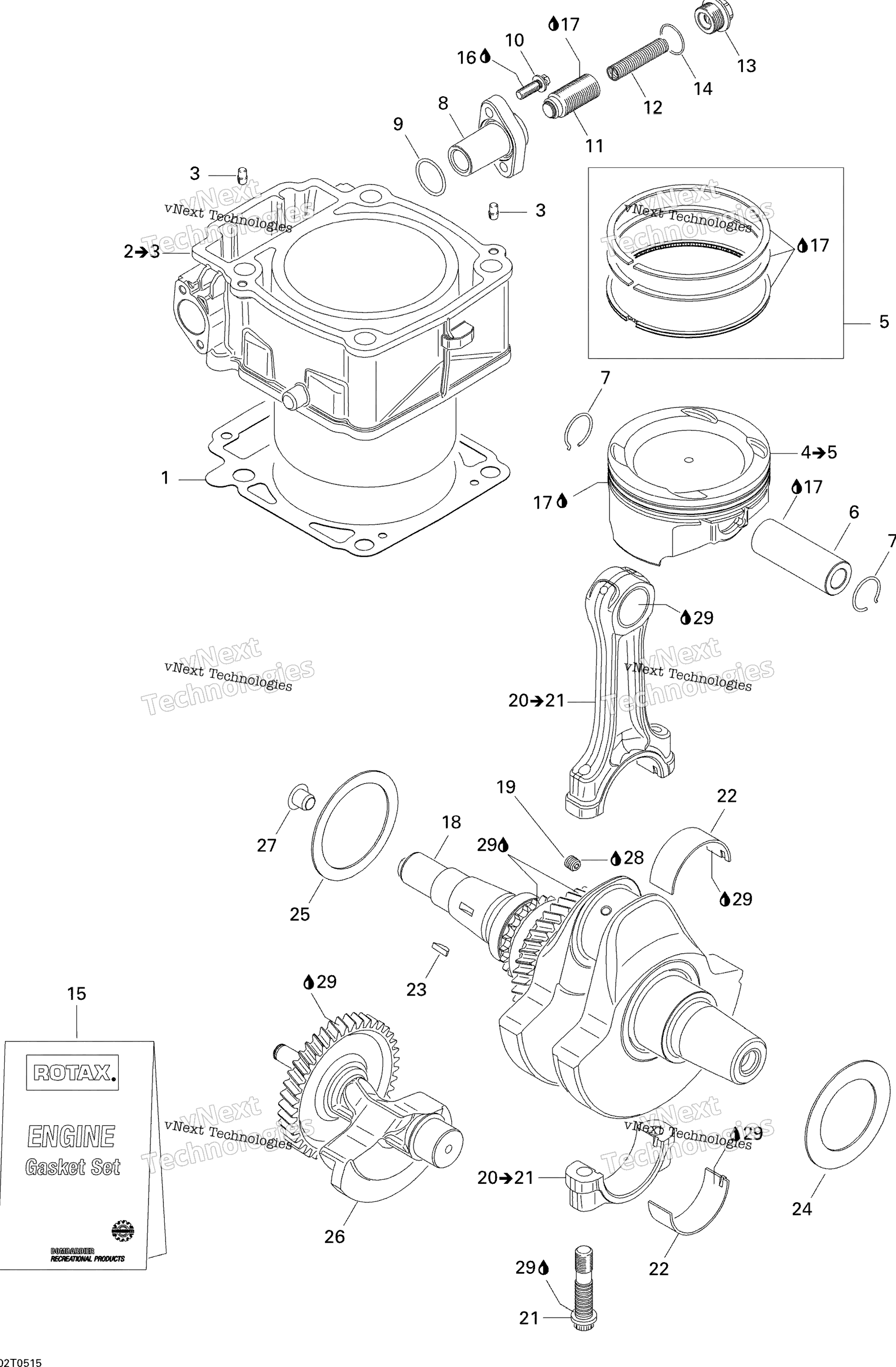 Crankshaft, поршень и цилиндр