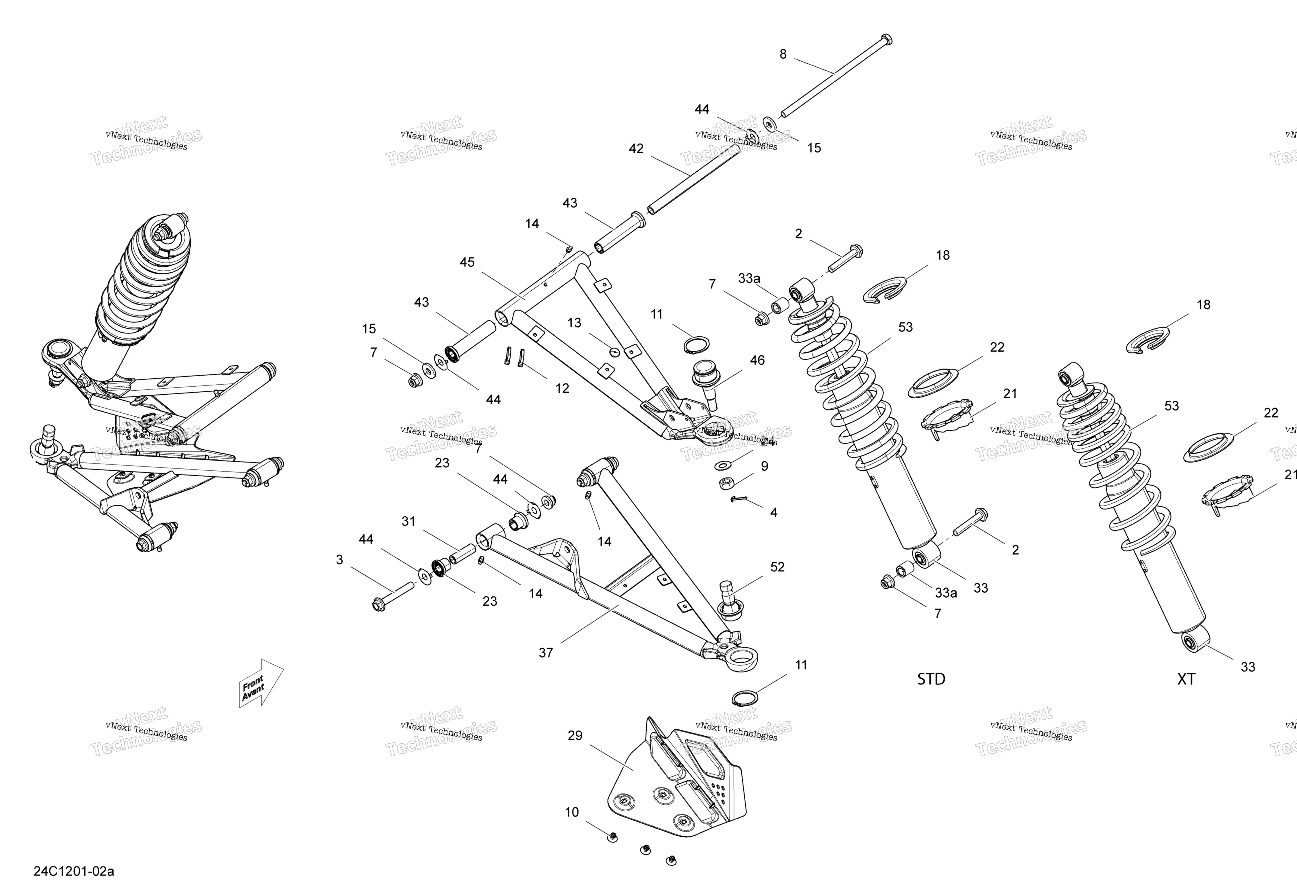 Передняя часть Suspension Std, Xt