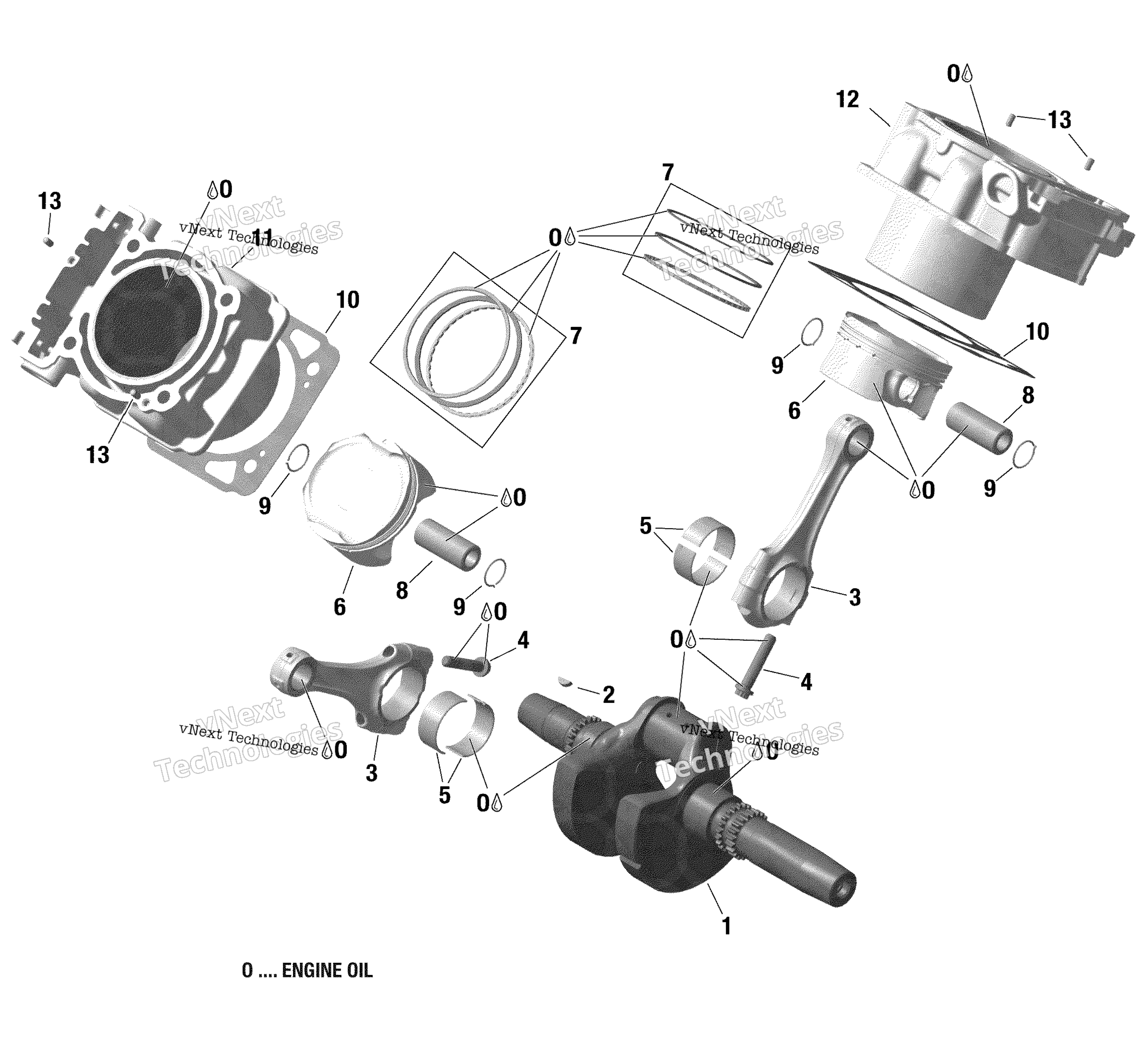 Crankshaft, поршень и цилиндр New T3