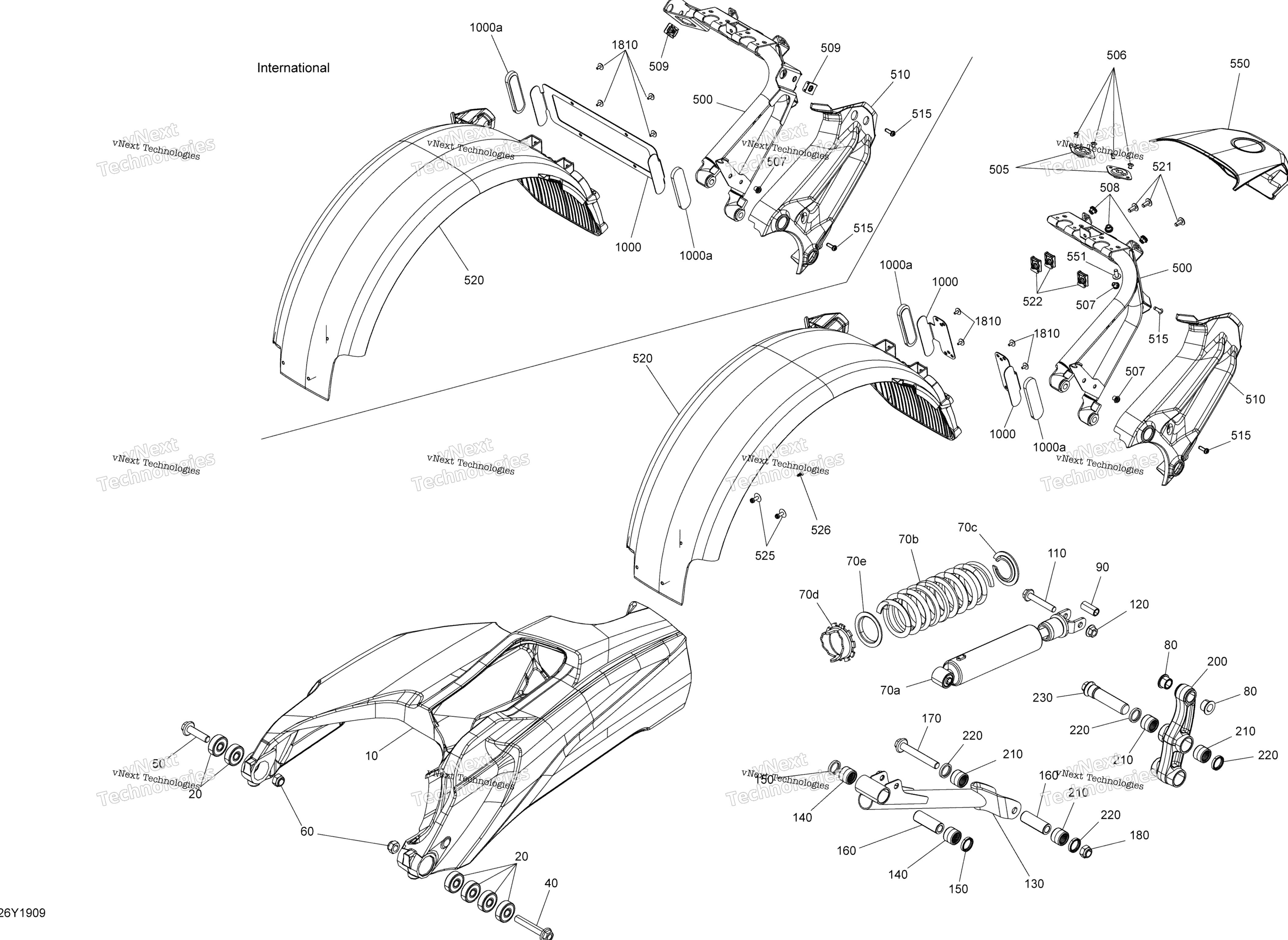 Подвеска - Rear - Swing Arm / Shock / Fender