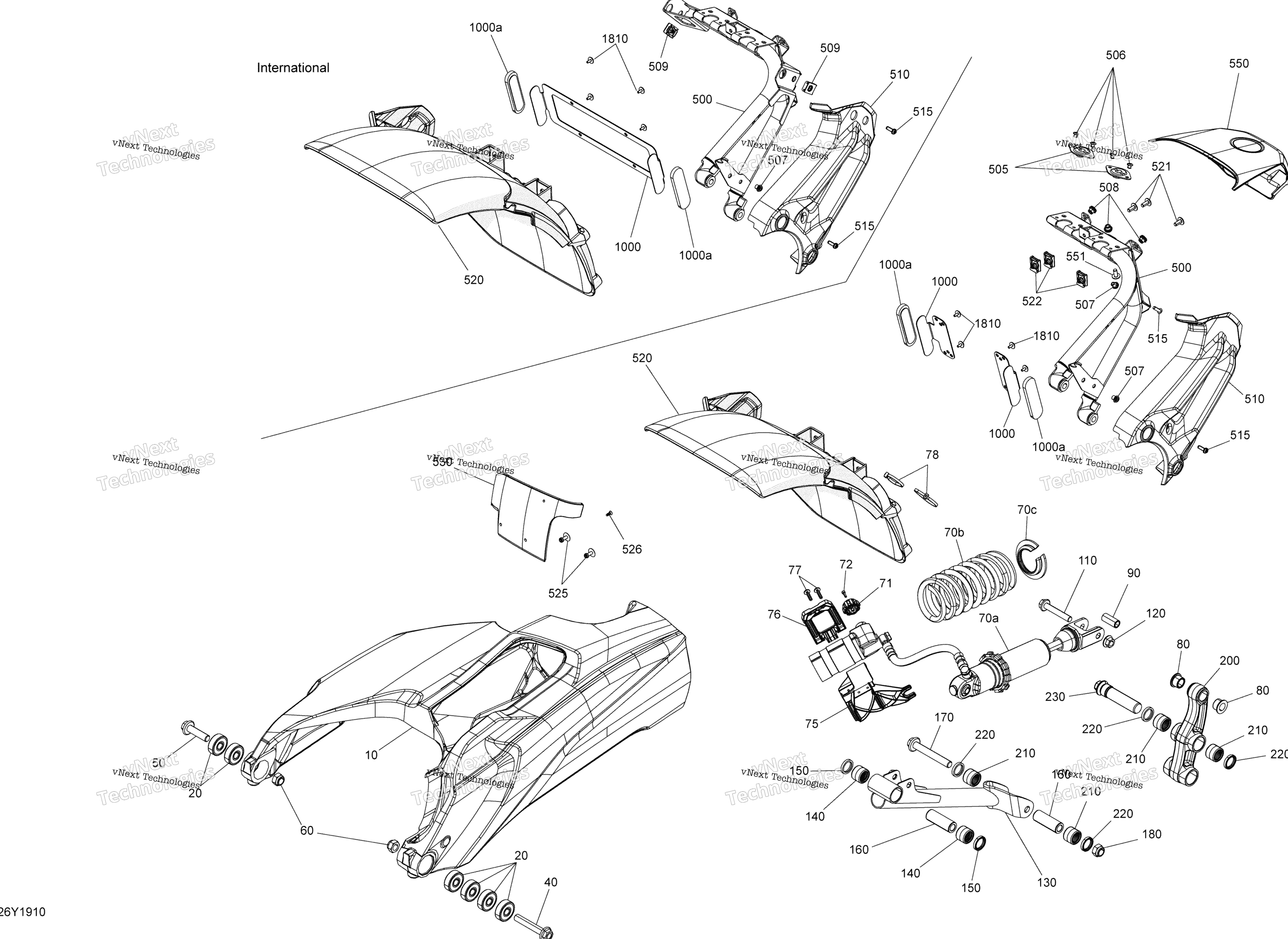 Подвеска - Rear - Swing Arm / Shock / Fender