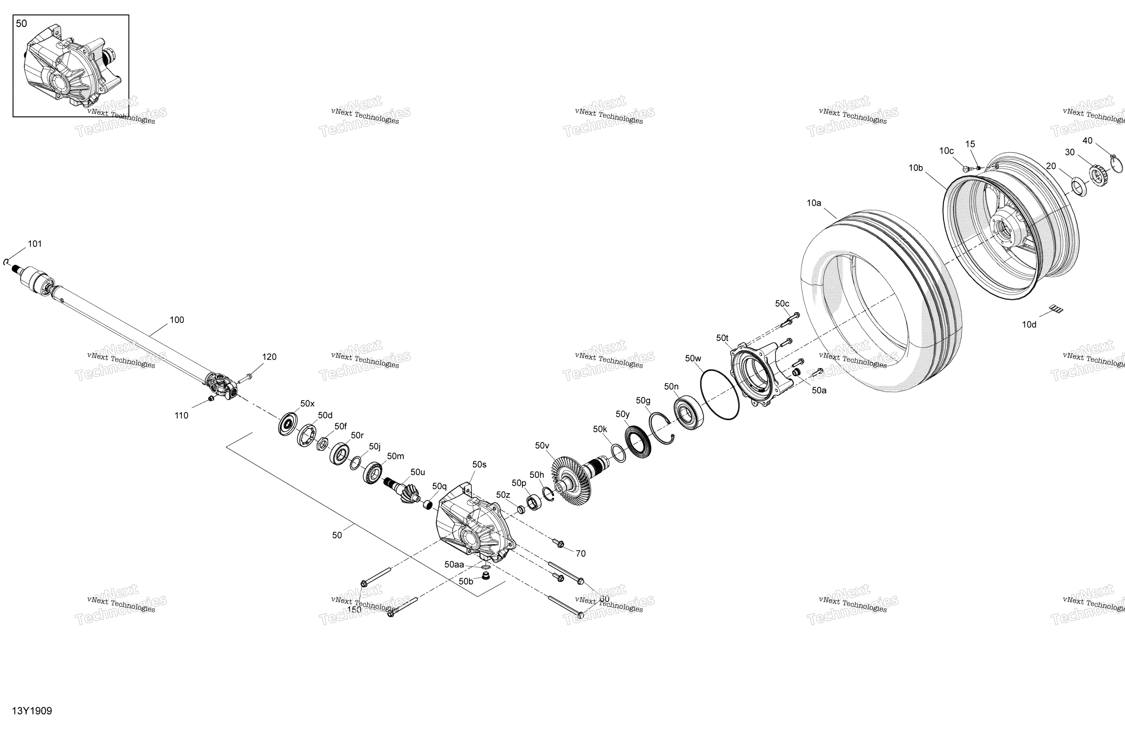 Привод System, Rear Drive Shaft & Final Drive + Wheel + Tire