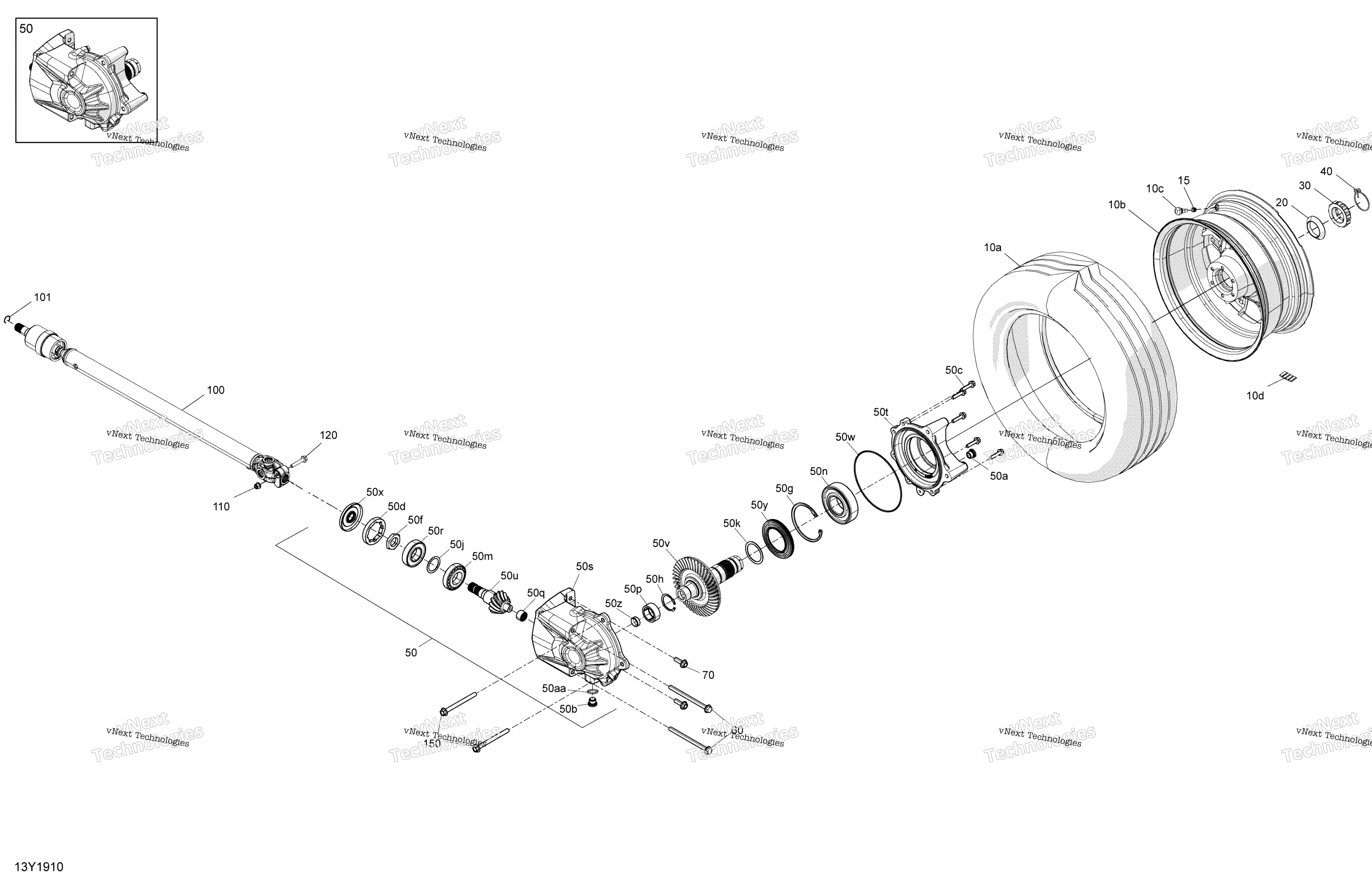 Привод System, Rear Drive Shaft & Final Drive + Wheel + Tire