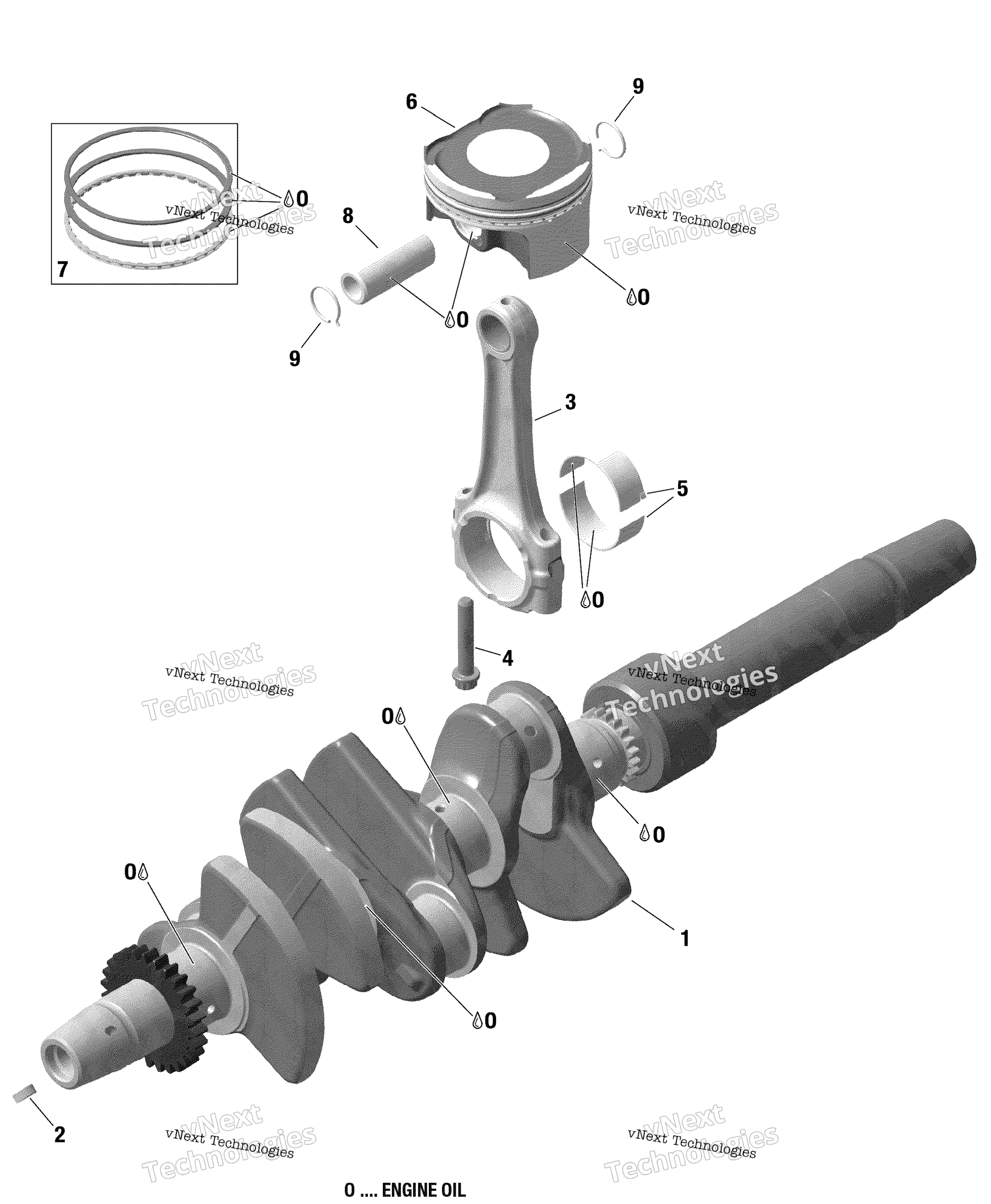 Двигатель - Crankshaft And Pistons - 900 Ace