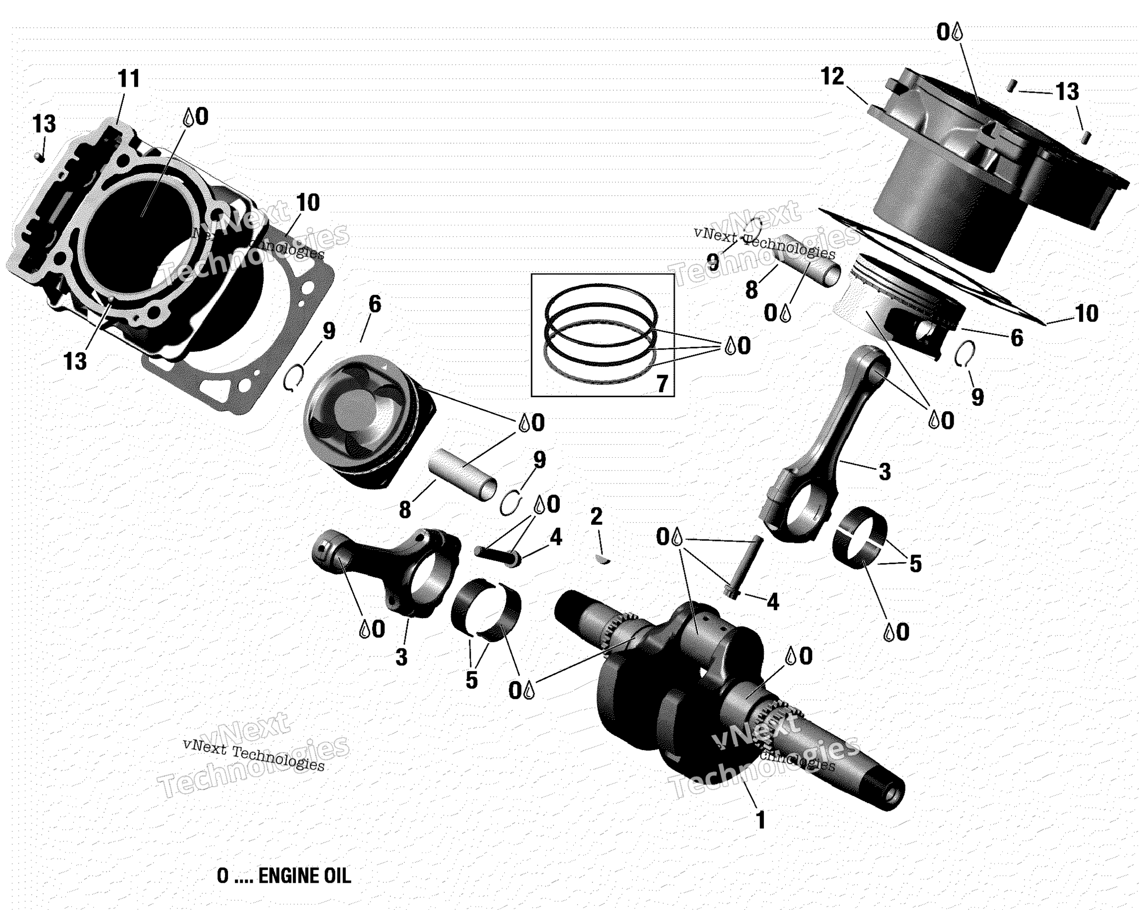 Crankshaft, поршень и цилиндр