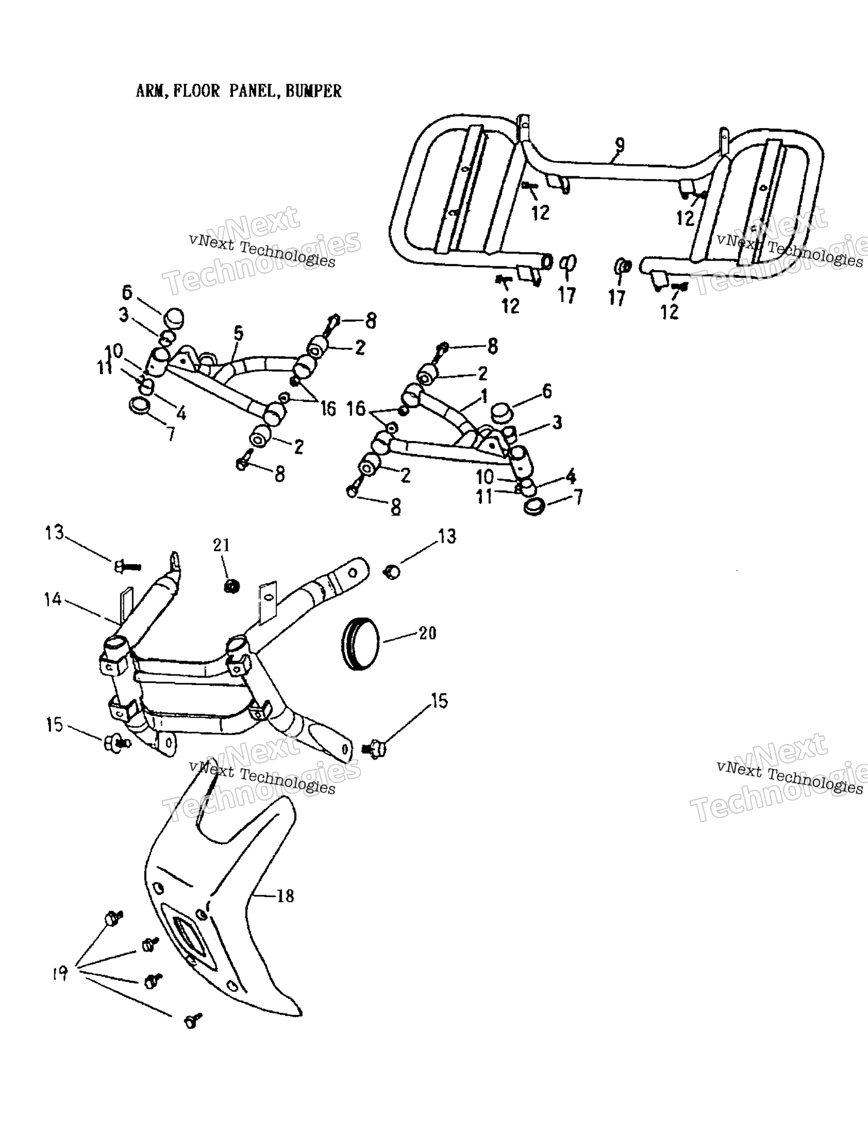 Arm, Foot Rest, Bumper 170 14