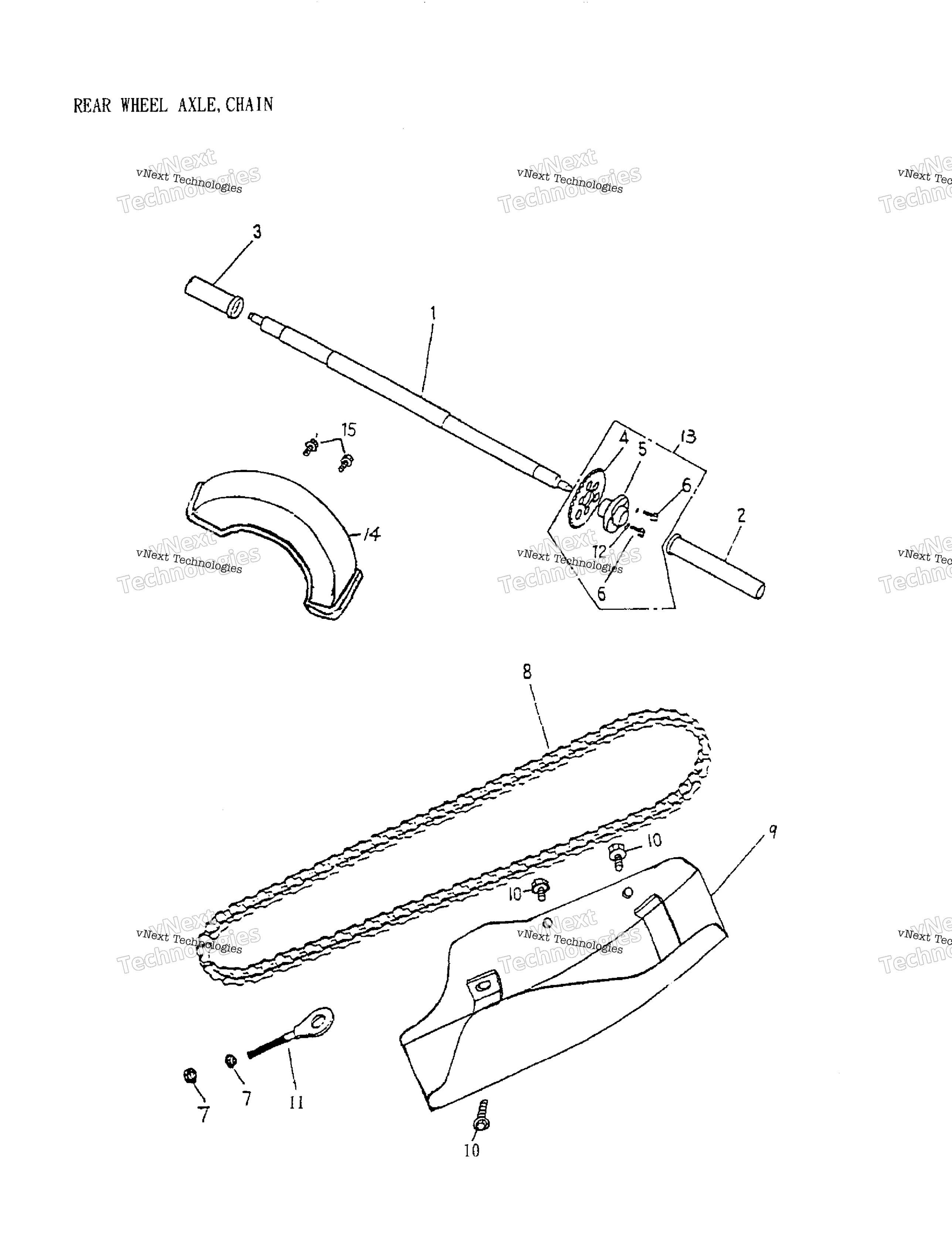 Заднее колесо Axle, Chain 172-26