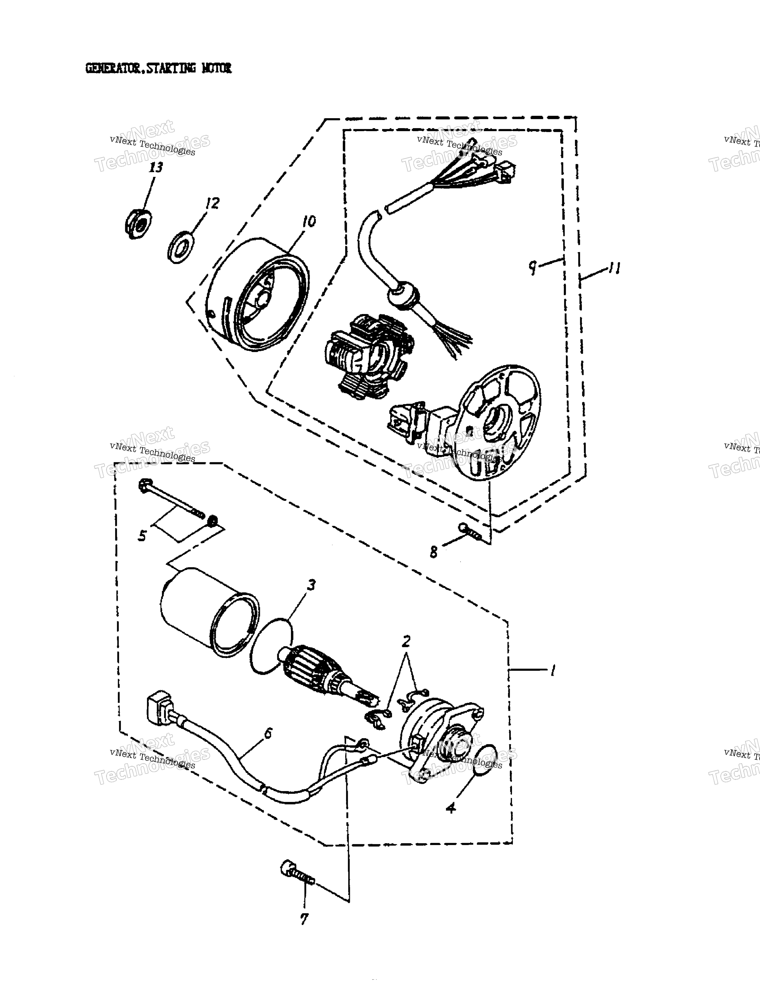 Generator, Starting Motor 166A 12