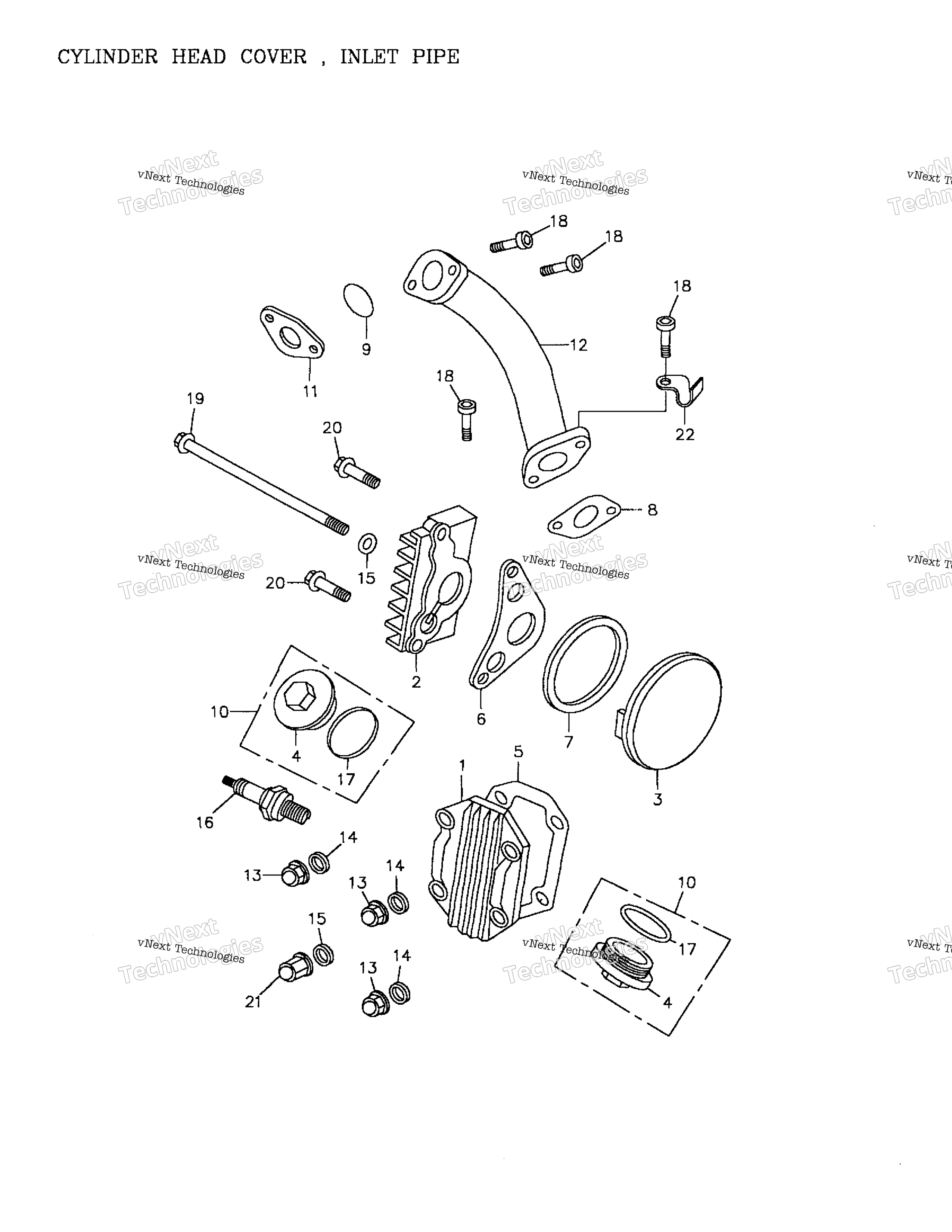 Головка блока цилиндров Cover, Inlet Pipe 172A-01