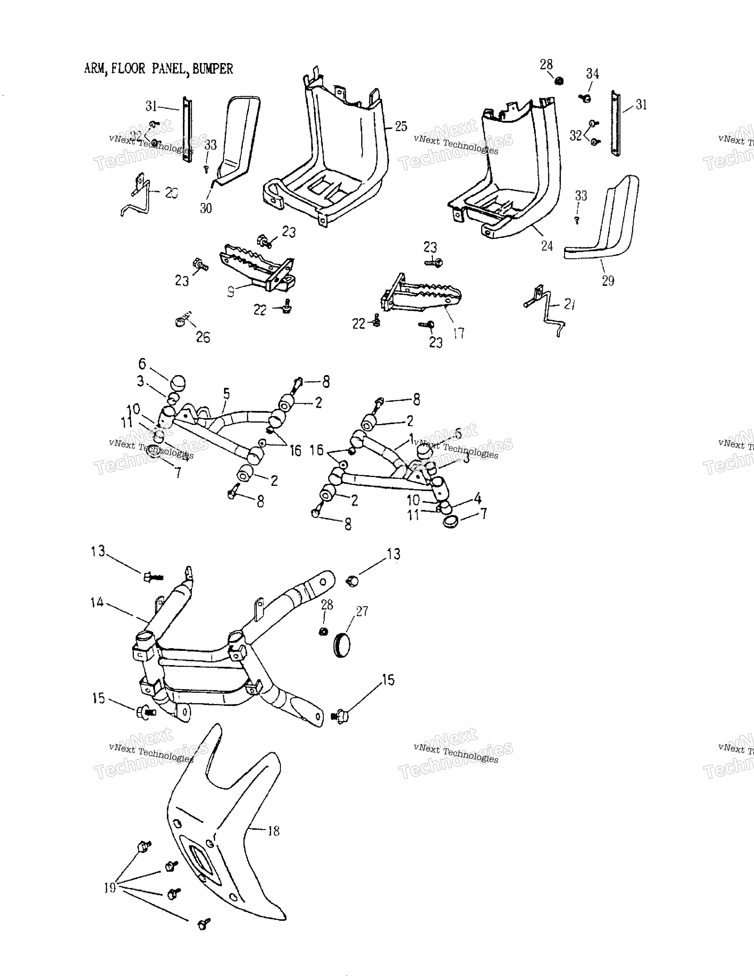 Arm, Foot Rest, Bumper 172A 17