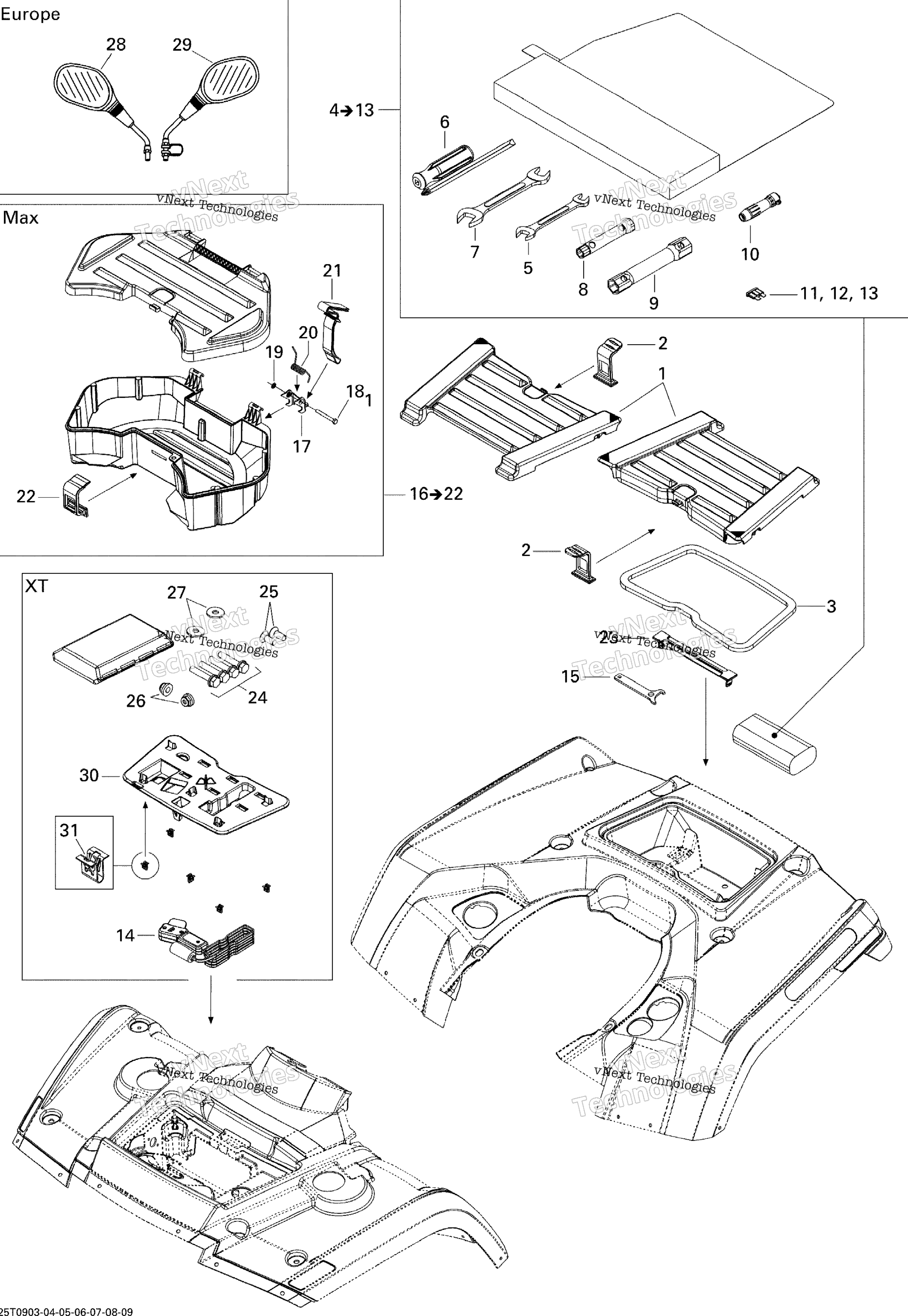 Передняя часть And Rear Trays Xt