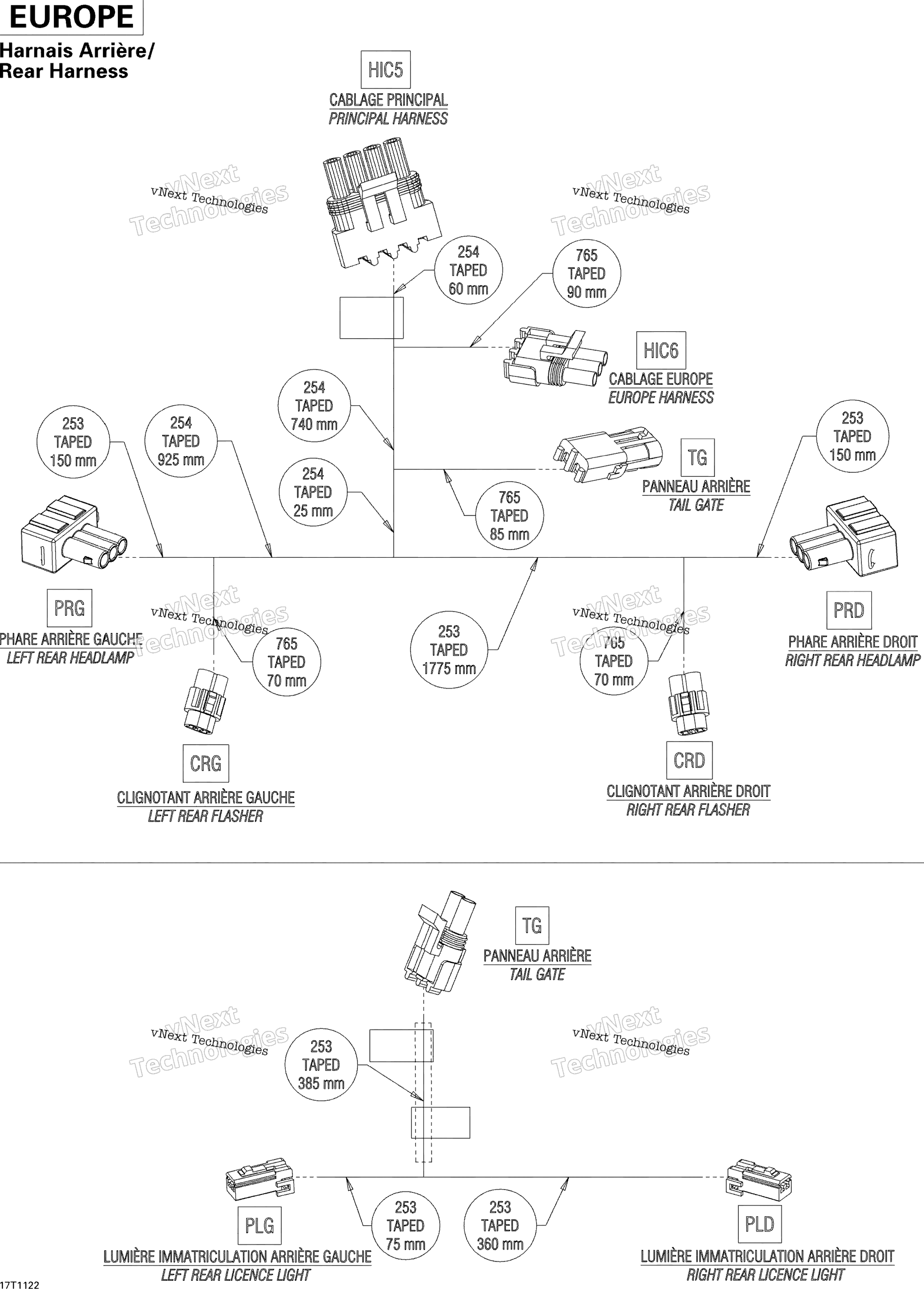 Электрооборудование Harness, Rear Section Europe