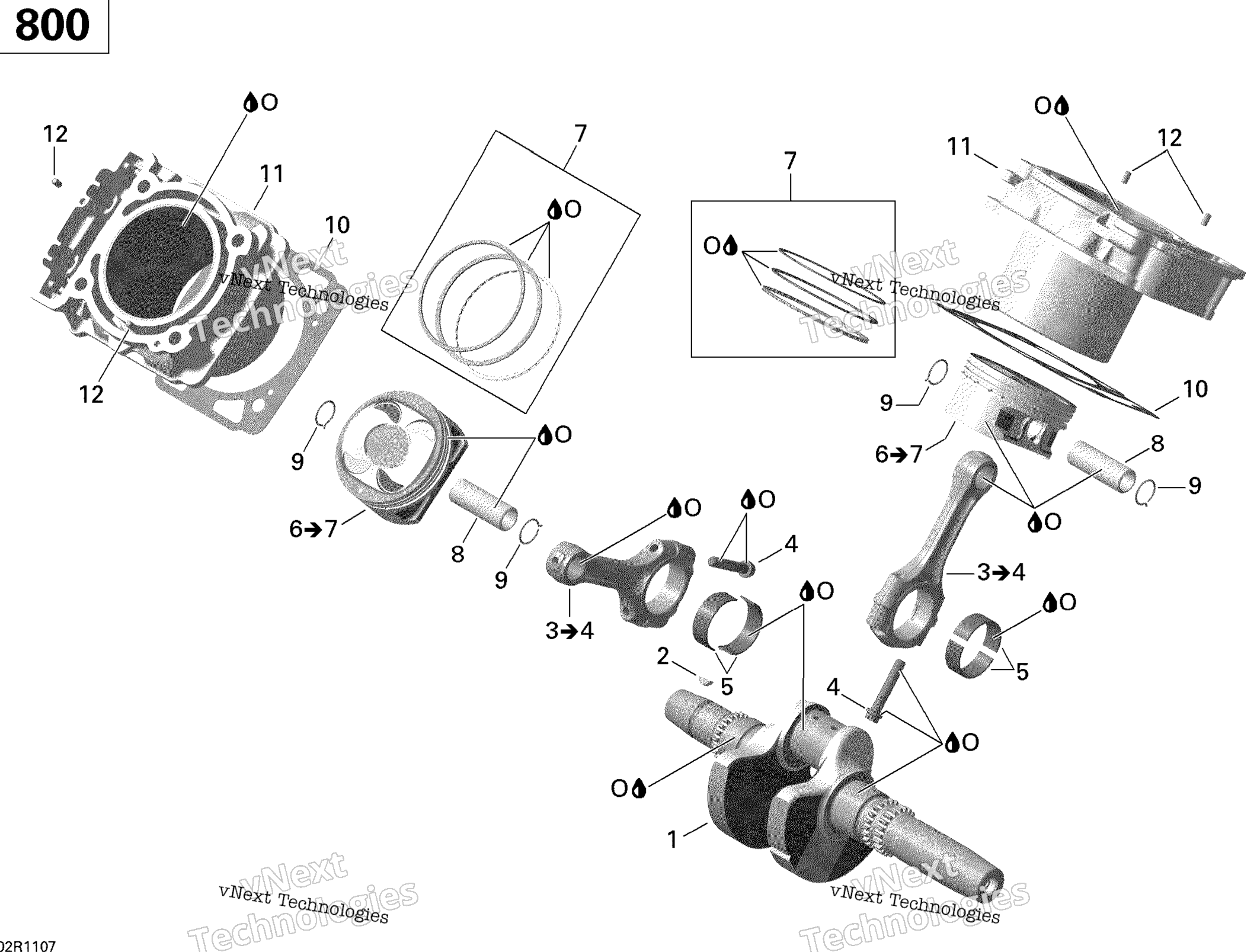 Crankshaft, поршень и цилиндр