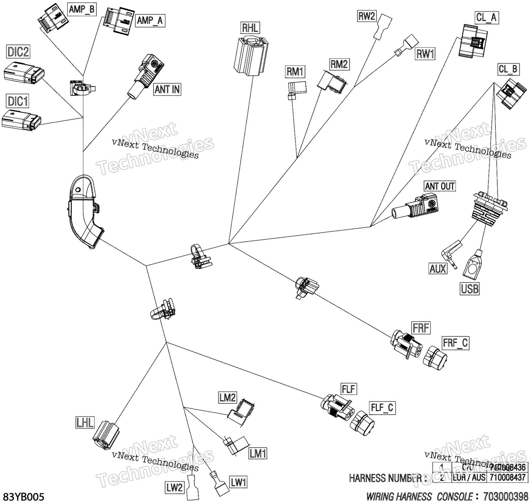 Электрооборудование - Console Wiring Harness - 710008436