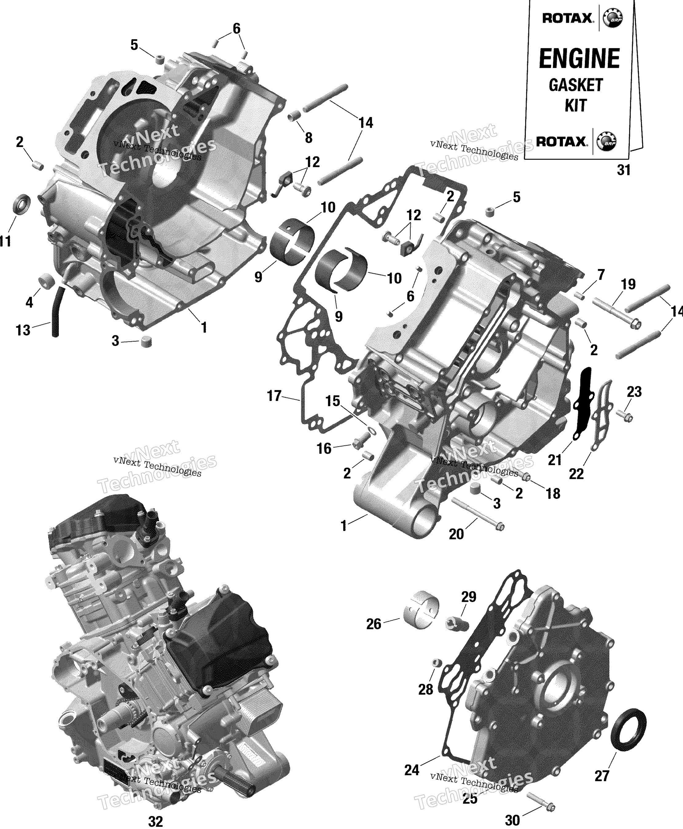 Двигатель - Crankcase - 1010 Tss