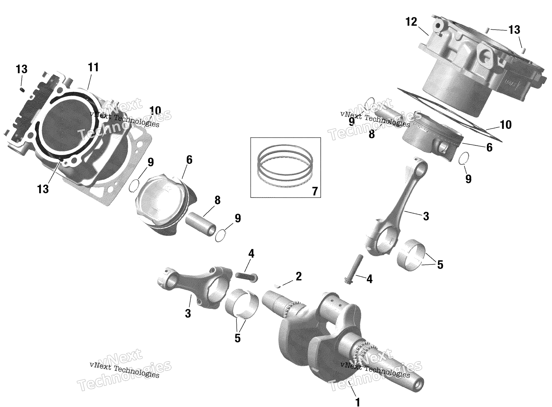 Двигатель - Crankshaft, Piston And Cylinder - 1010 Tss