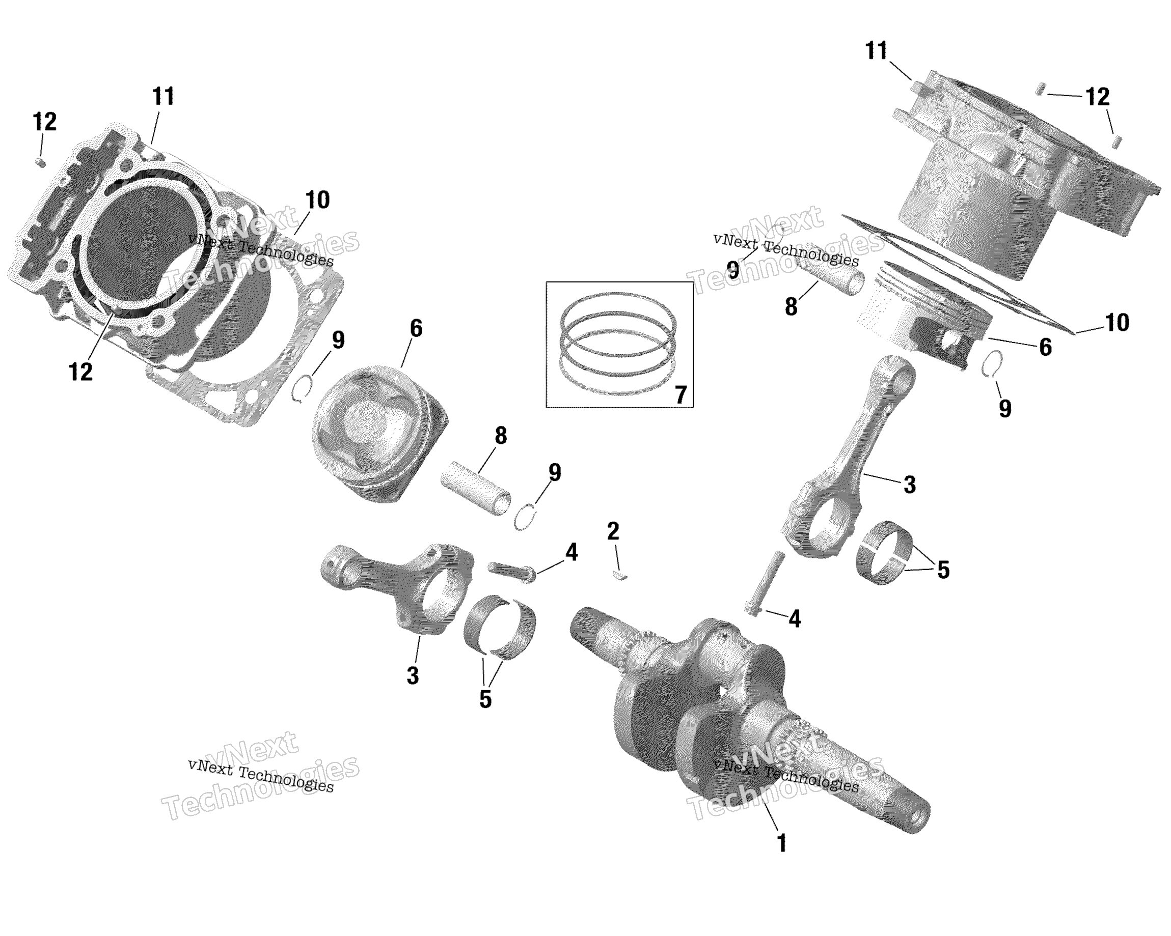 Rotax Crankshaft, поршень и цилиндр