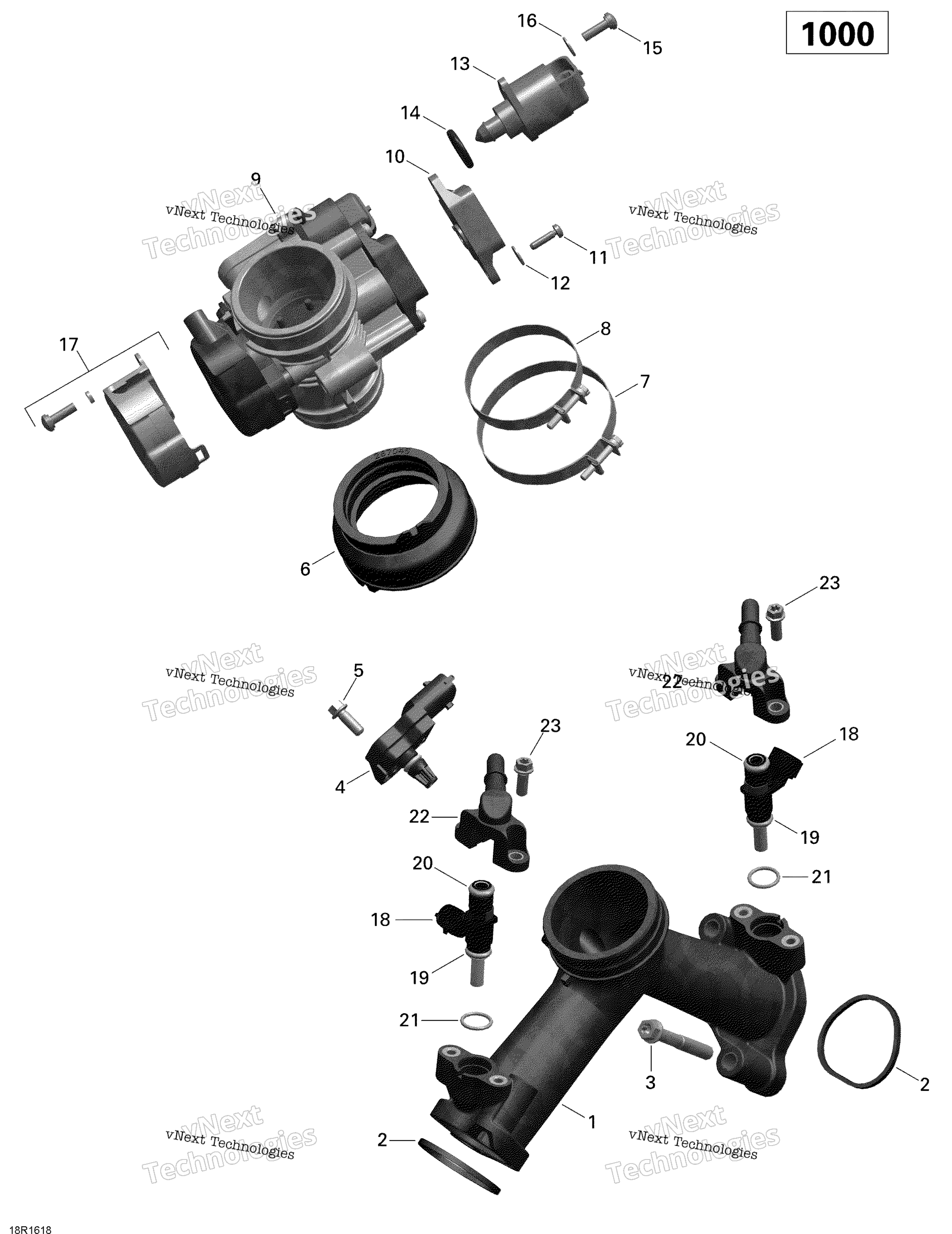 Воздушный впуск коллектор и Throttle кузов 1000 Efi