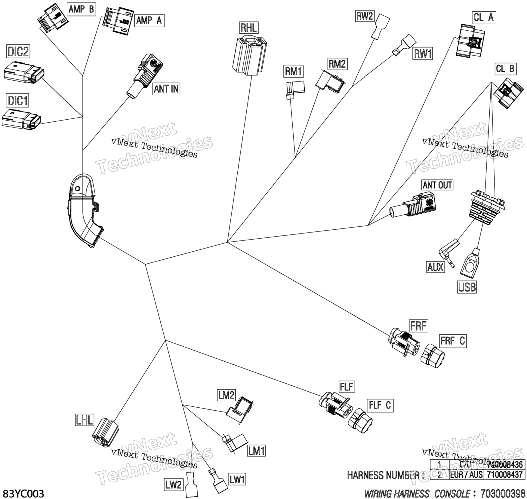 Электрооборудование - Console Wiring Harness - 710008436